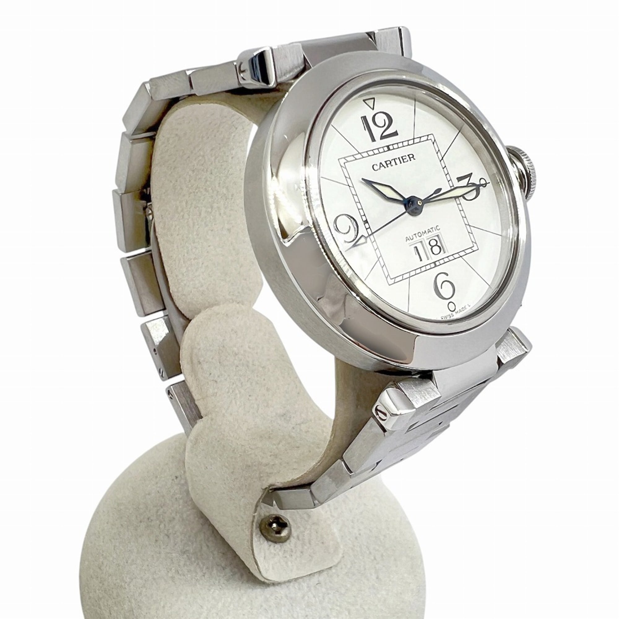 Cartier Pasha C Big Date Stainless Steel White Dial W31055M7 Automatic for Women and Men