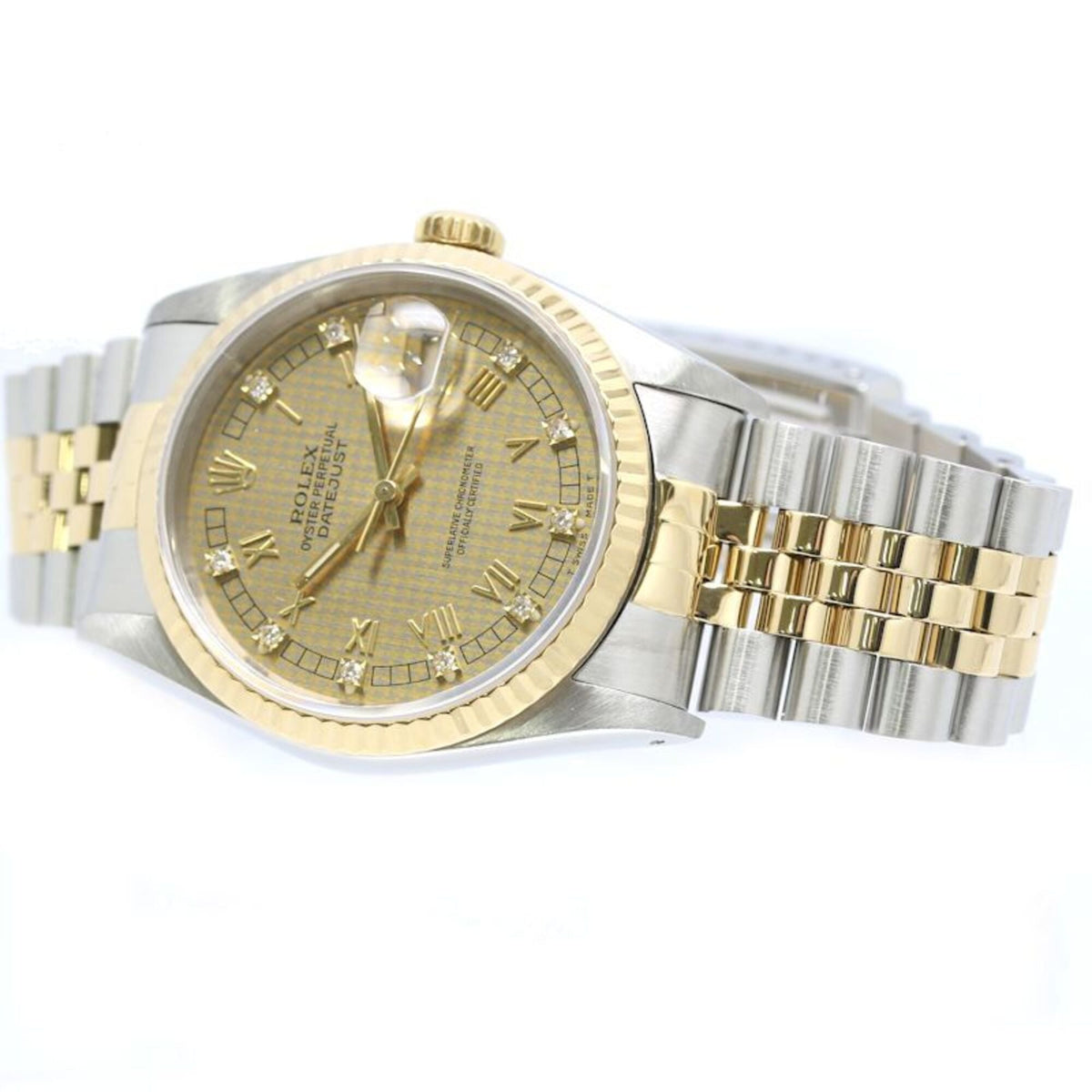 Rolex Datejust Houndstooth 10P Diamond 16233G Dial 36mm Watch