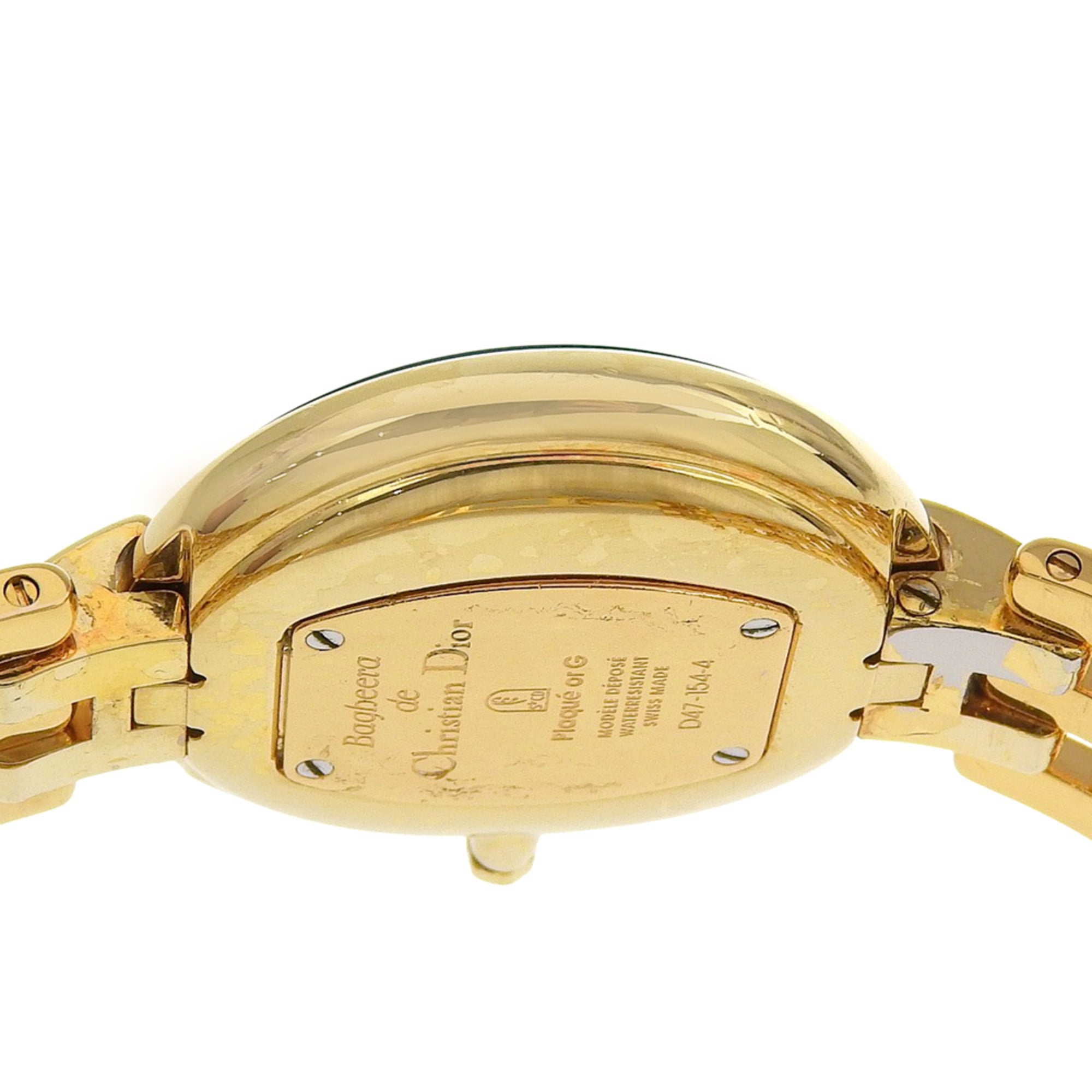 Christian Dior Bakira-horloge D47-154-4, verguld roestvrij staal met gouden quartz uurwerk, analoge wijzerplaat, zwarte wijzerplaat, damesmodel