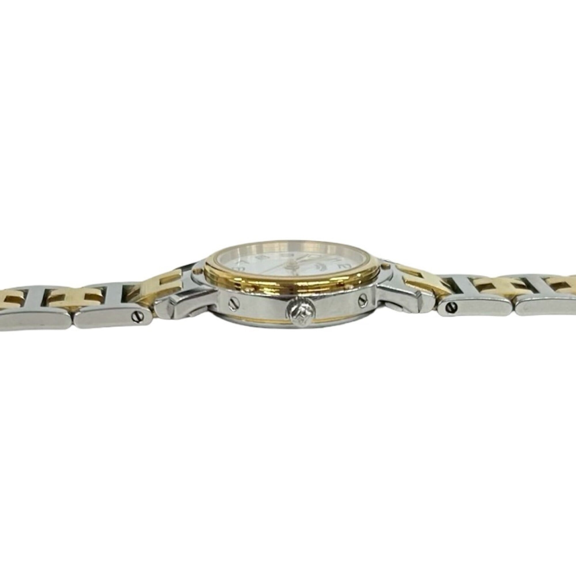HERMES Vintage Clipper Stainless Steel GP Quartz Wristwatch, Silver/Gold, 32150