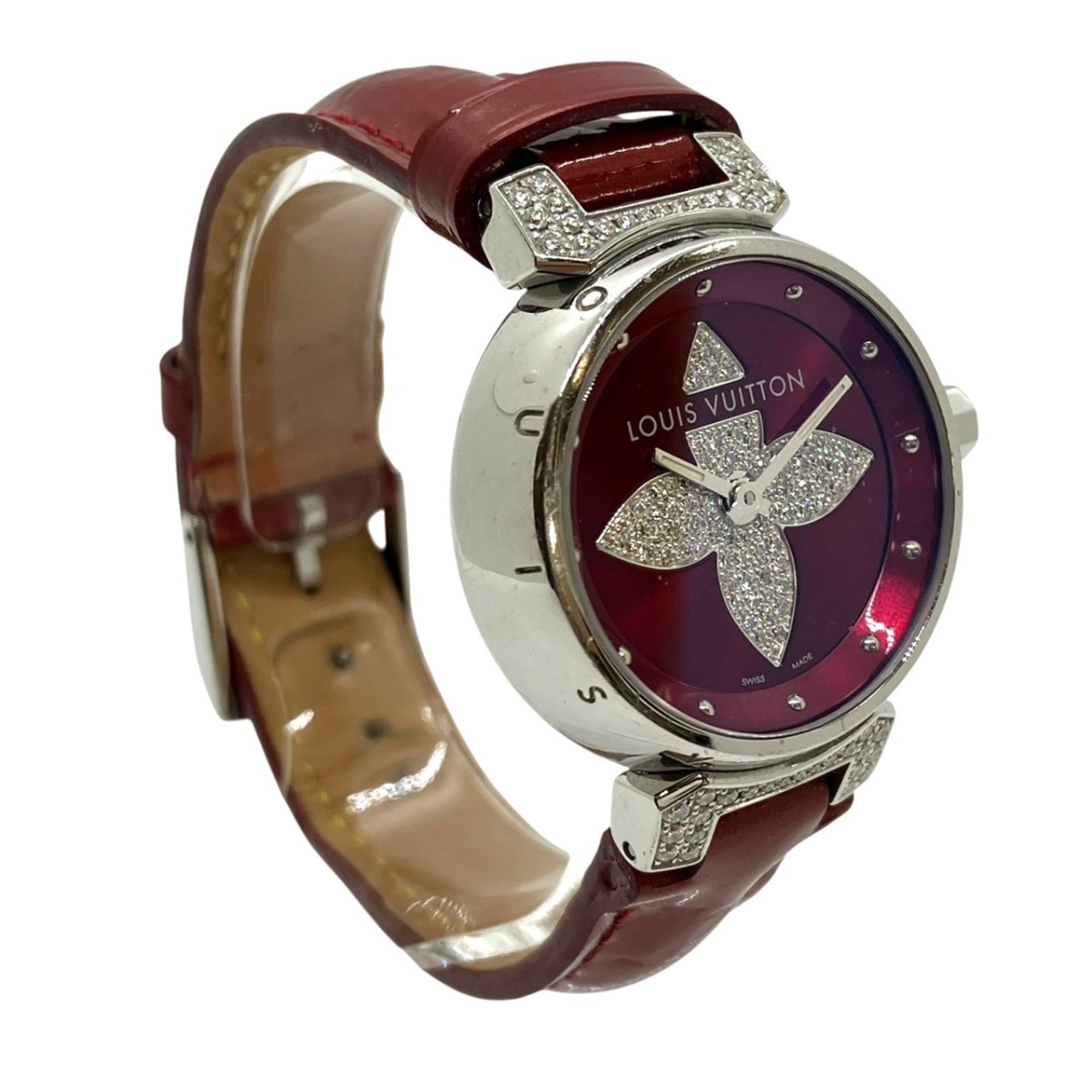 Louis Vuitton Tambour Forever Q121L Rot Zifferblattfarbe 28 mm Uhr