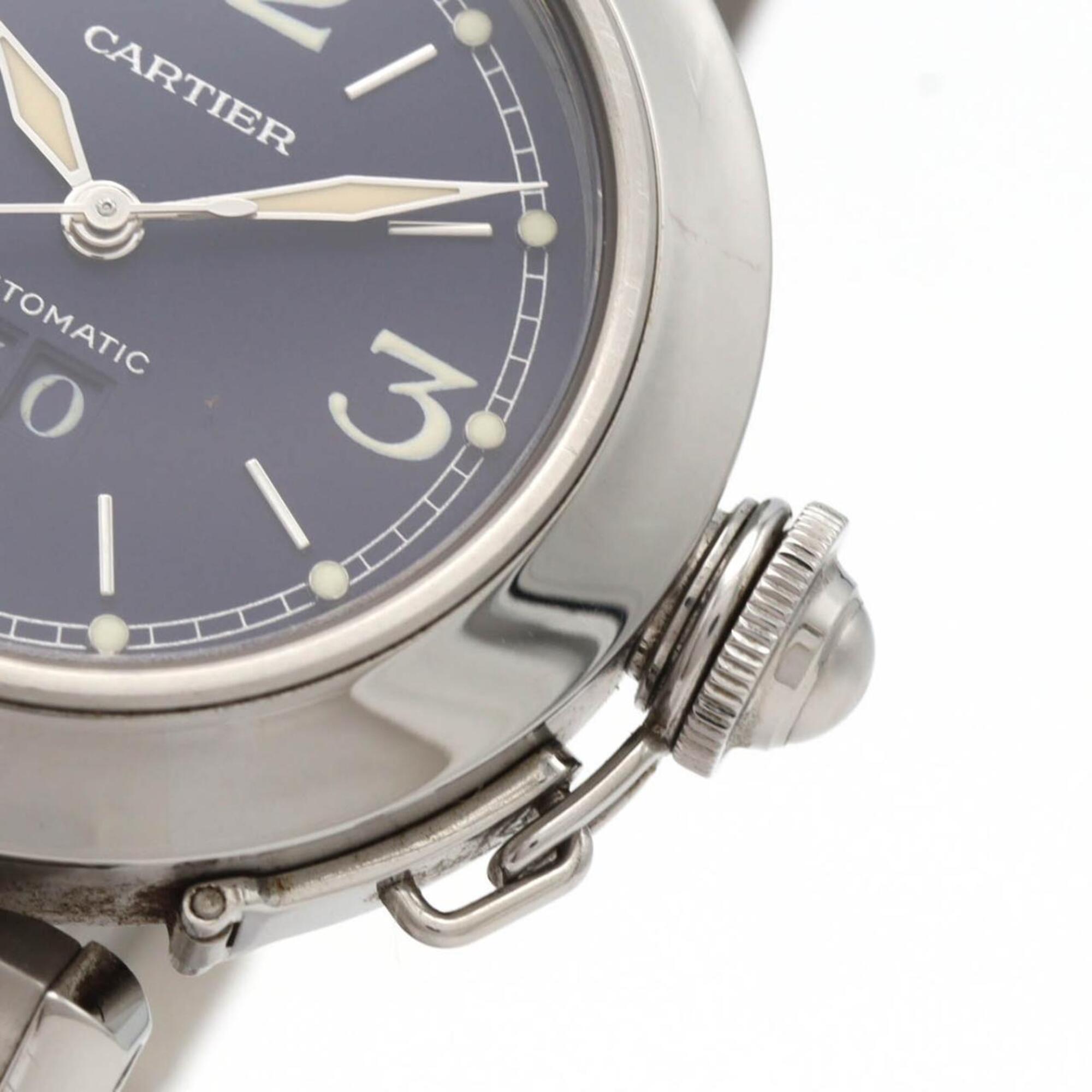 Cartier Pasha C Grande Datum W31047M7 Blaues Zifferblatt 35 mm Uhr