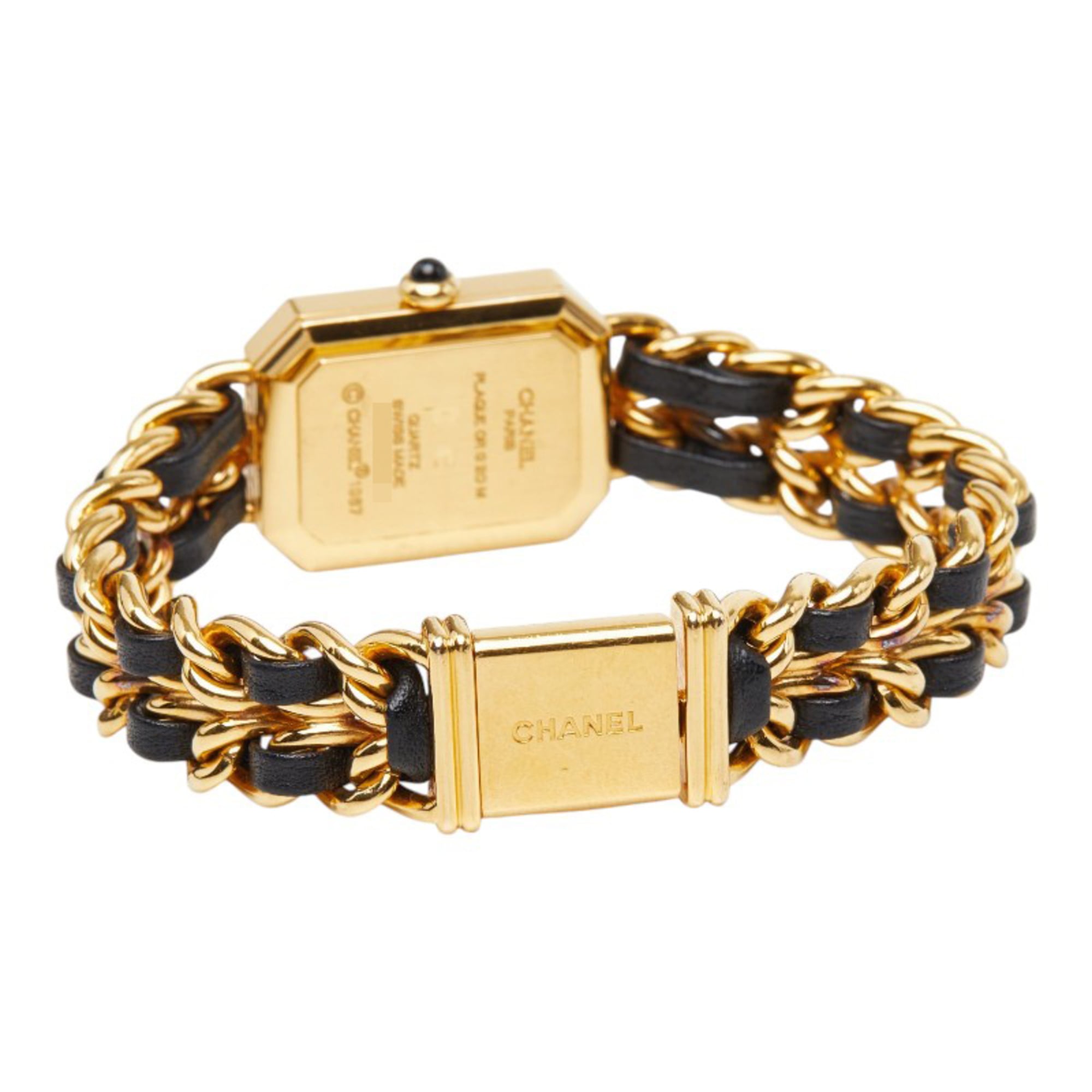 Chanel Première L H0001 Quartz Black Dial Plated Leather Onyx Wo CHANEL