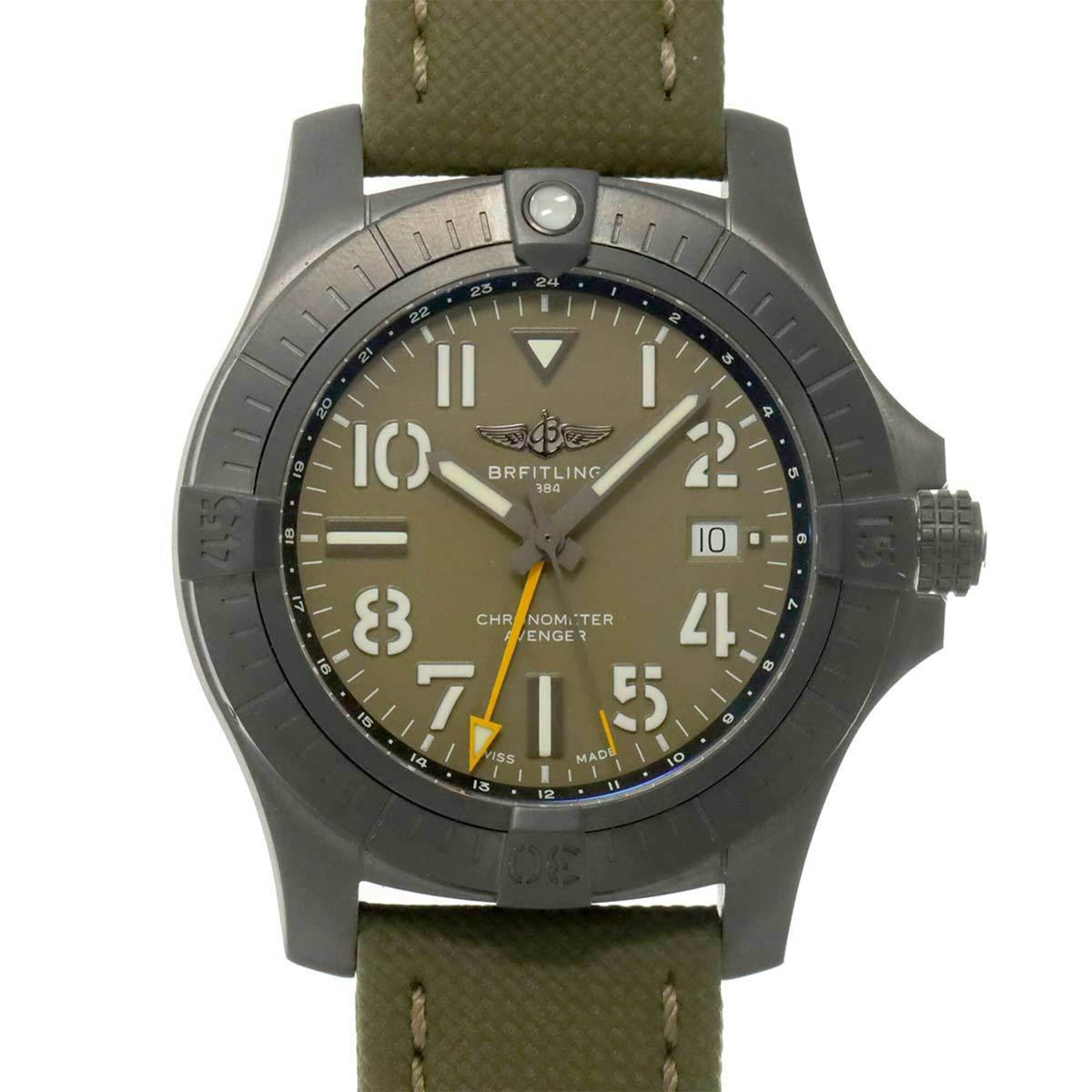 Breitling Avenger GMT 45 Night Mission V32395 Khaki Zifferblatt 44 mm Uhr