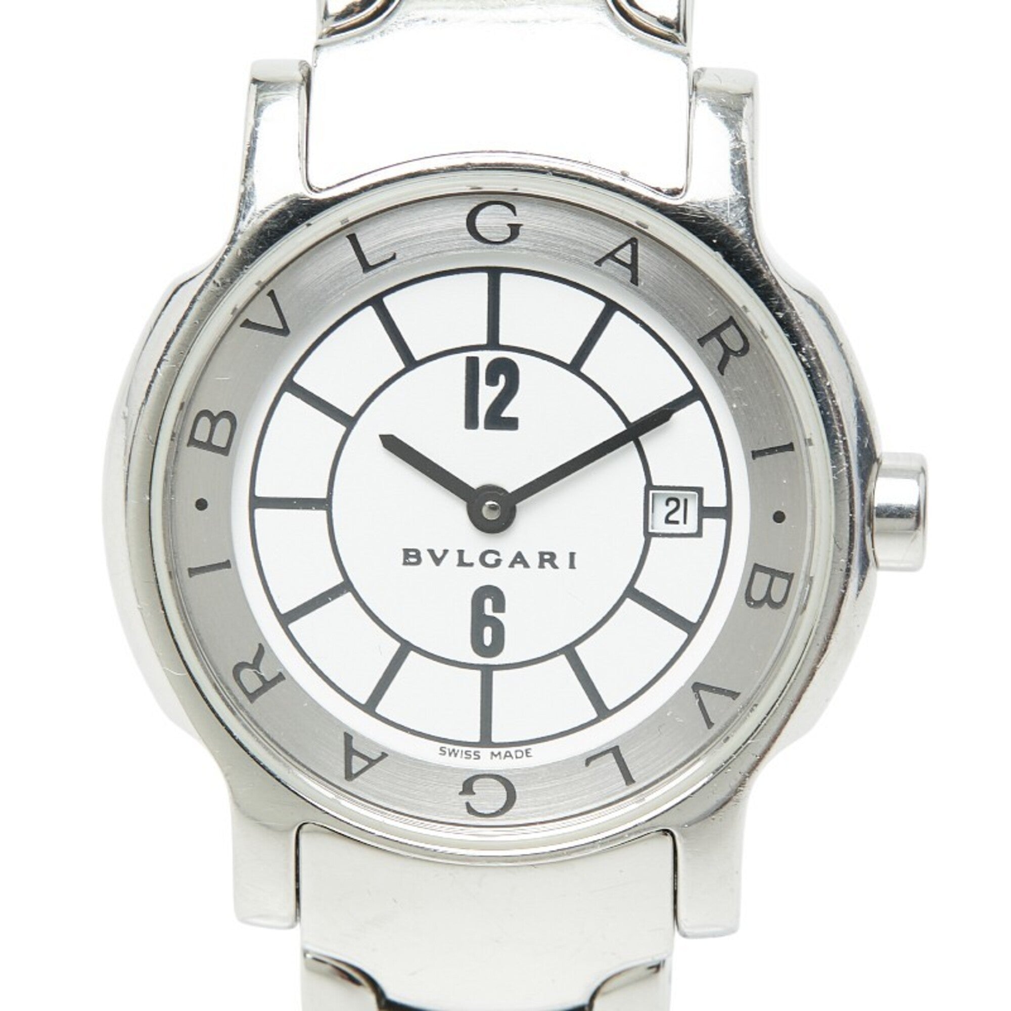 Bulgari Solotempo ST29S Quartz Watch, White Dial, Stainless Steel, Women's, BVLGARI