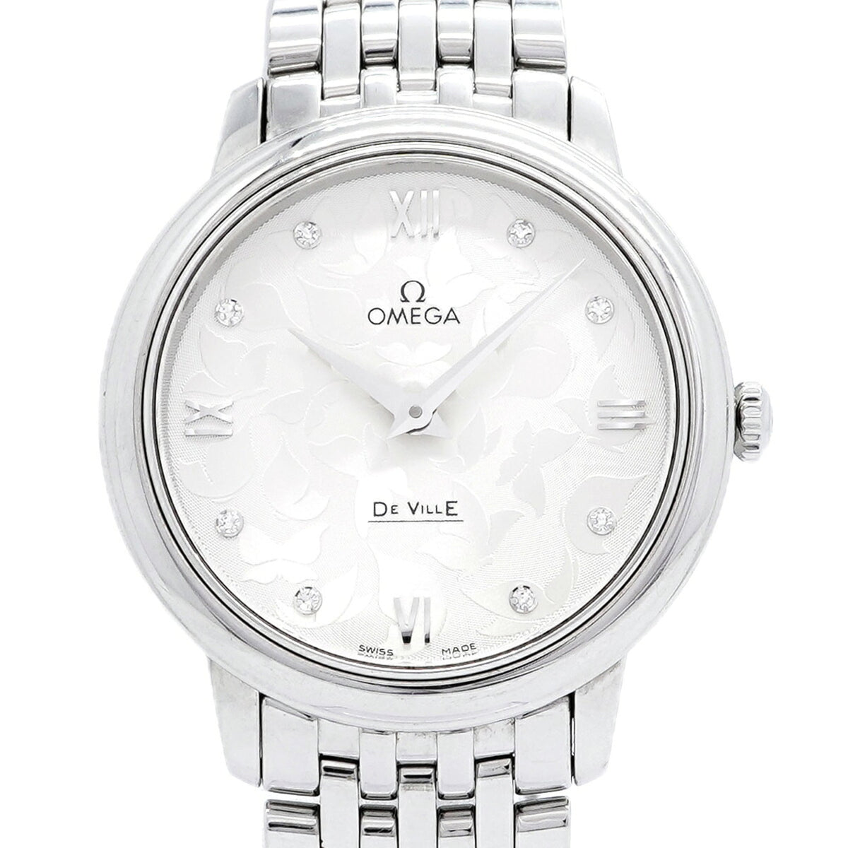 Omega De Ville Prestige Butterfly 8-Diamond 424.10.33.60.52.001 Silver Dial 32mm Watch