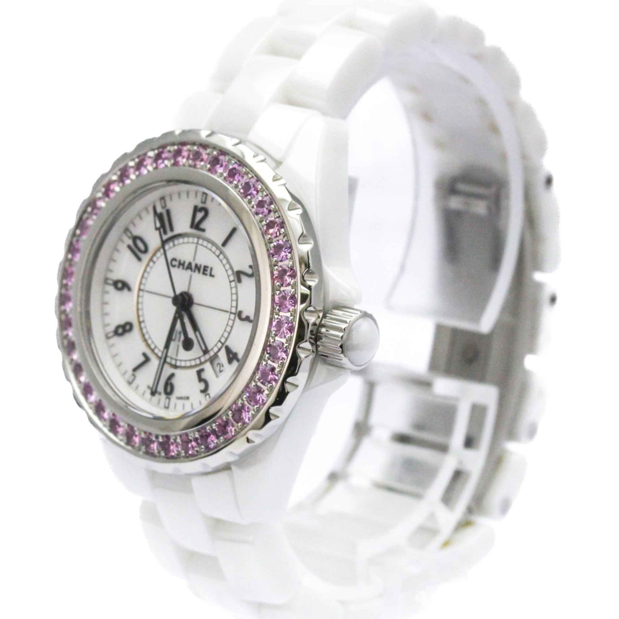 CHANEL J12 Pink Sapphire Ceramic Quartz Ladies Watch H1181 Polished