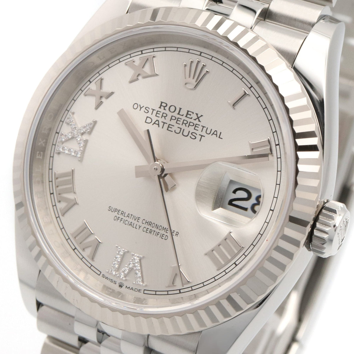Rolex Datejust VI IX Diamond 126234 Silver Dial 36mm Watch