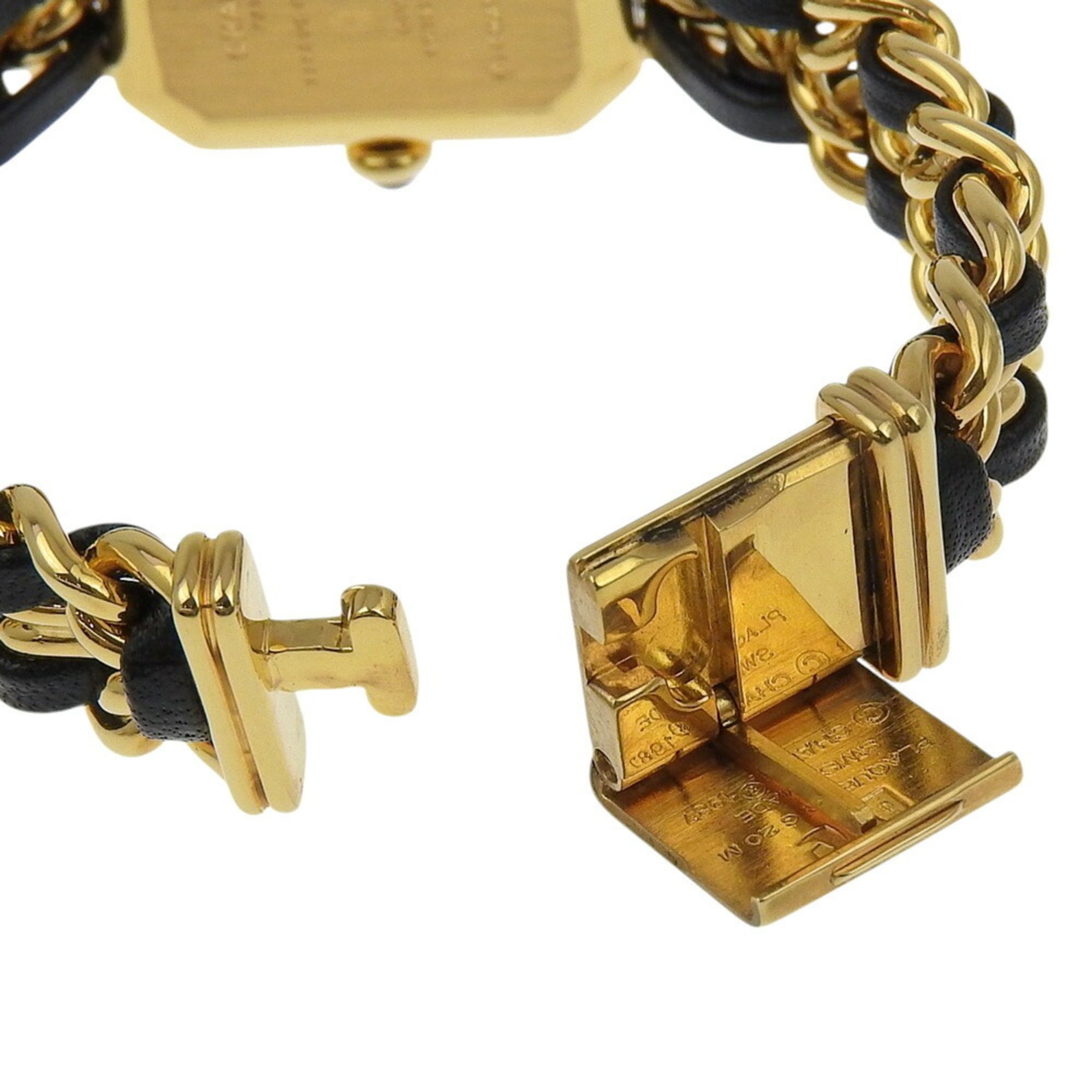 CHANEL Premiere S-horloge H0001, verguld leer, quartz uurwerk, analoge wijzerplaat, zwarte wijzerplaat, dameshorloge