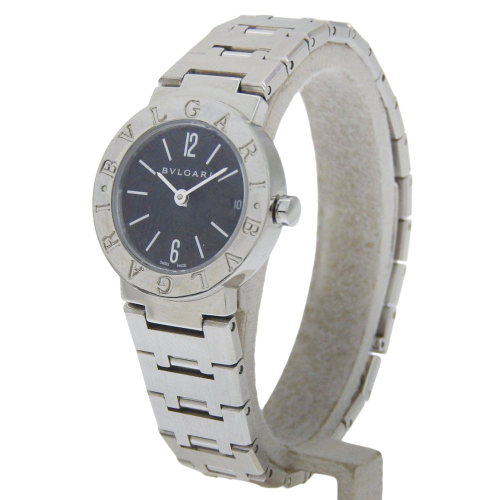 BVLGARI Watch BB23SS Stainless Steel Quartz Analog Display Black Dial Women's