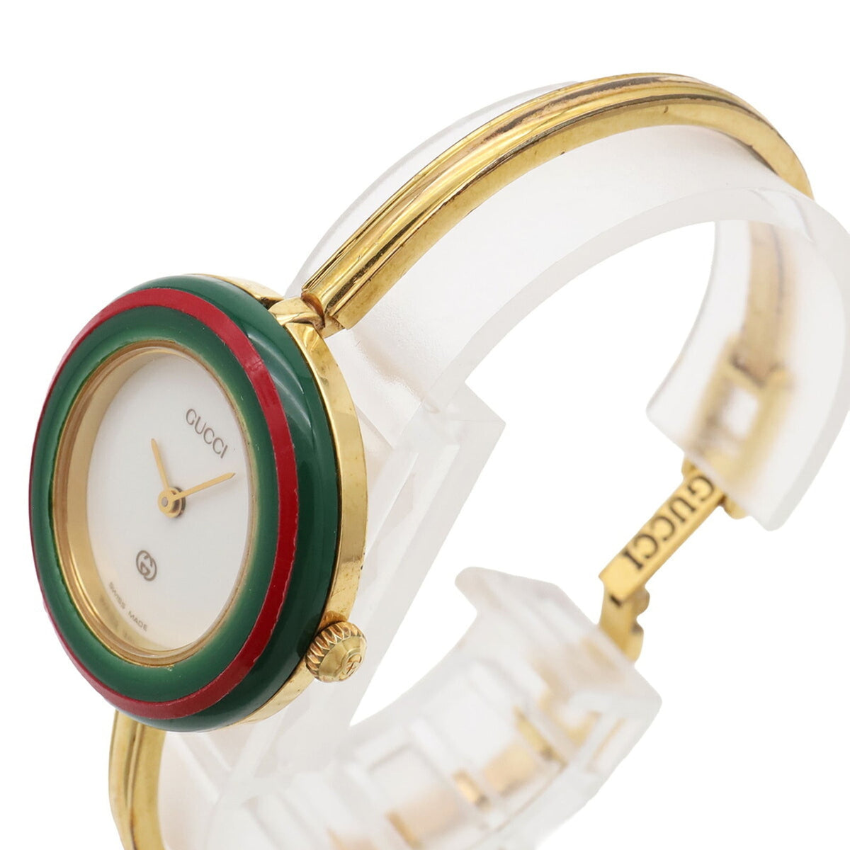 Gucci Change Bezel 11/12 met witte wijzerplaat, 26 mm horloge