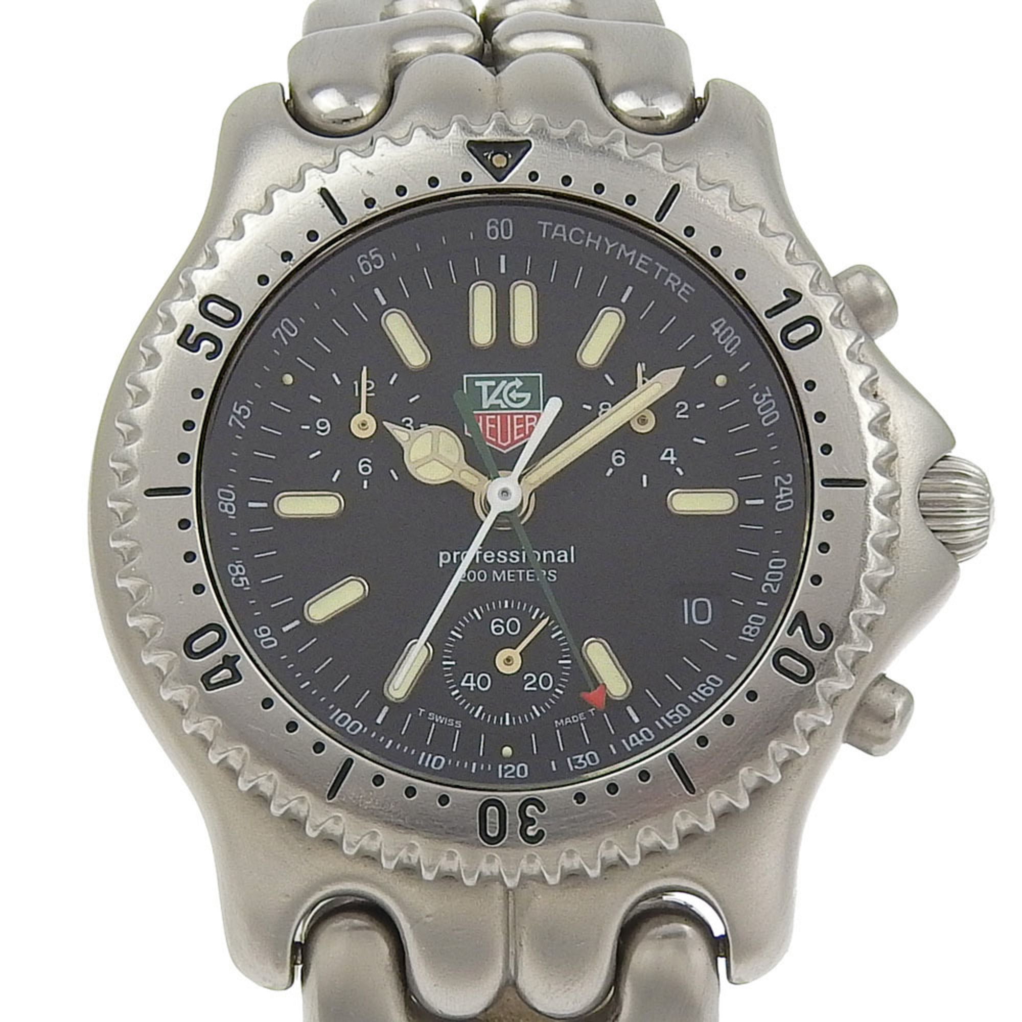 TAG HEUER Cell Series Watch Professional 200M S39.306 Stainless Steel Quartz Multi-Hand Analog Display Black Dial Boys