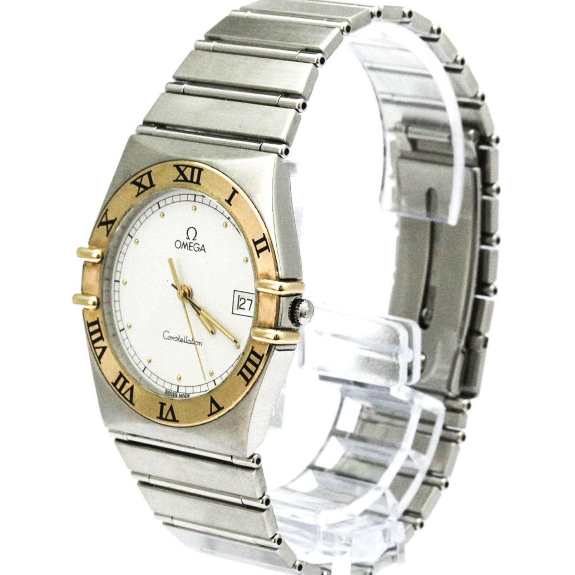 OMEGA Constellation 18K Gold Steel Quartz Mens Watch 396.1070 Polished