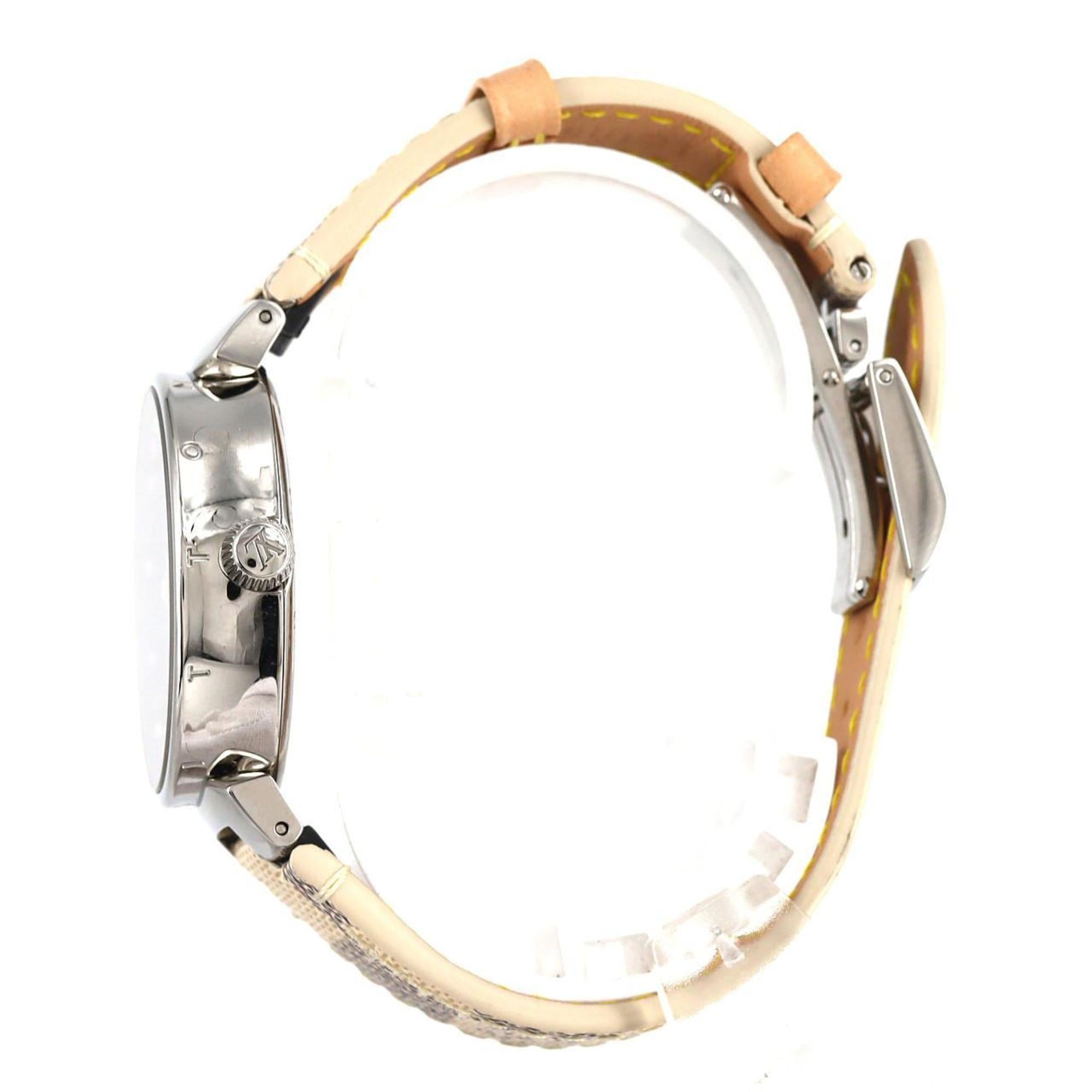 Louis Vuitton Tambour Dual Time 12P Circle D QA142 roestvrijstalen quartzhorloge
