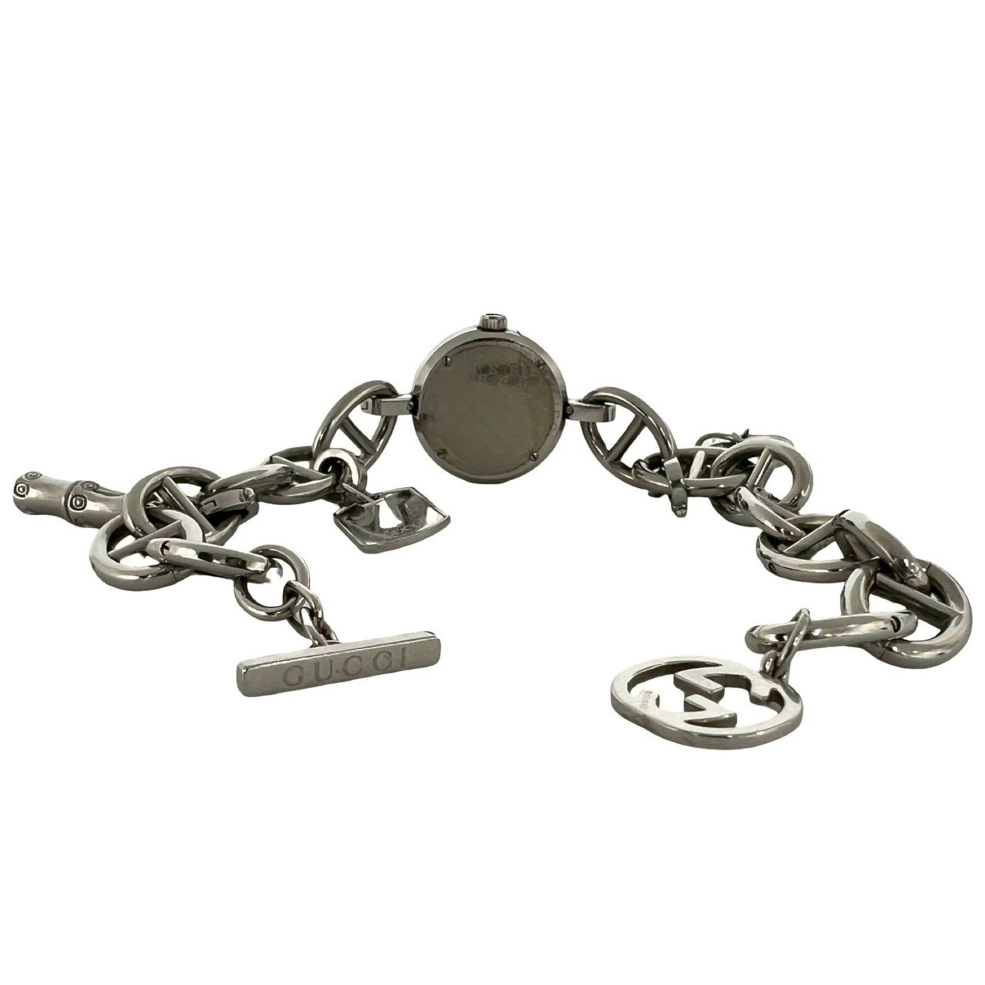 GUCCI Gucci Logo Charm Stainless Steel Quartz Wrist Silver 37369