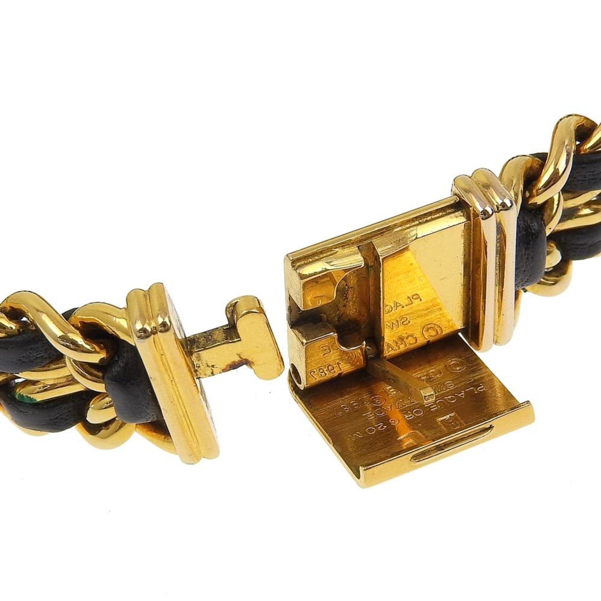CHANEL Premiere L Uhr, Vergoldet x Leder, Quarz, analoge Anzeige, Schwarz Zifferblatt, L, Damenuhr