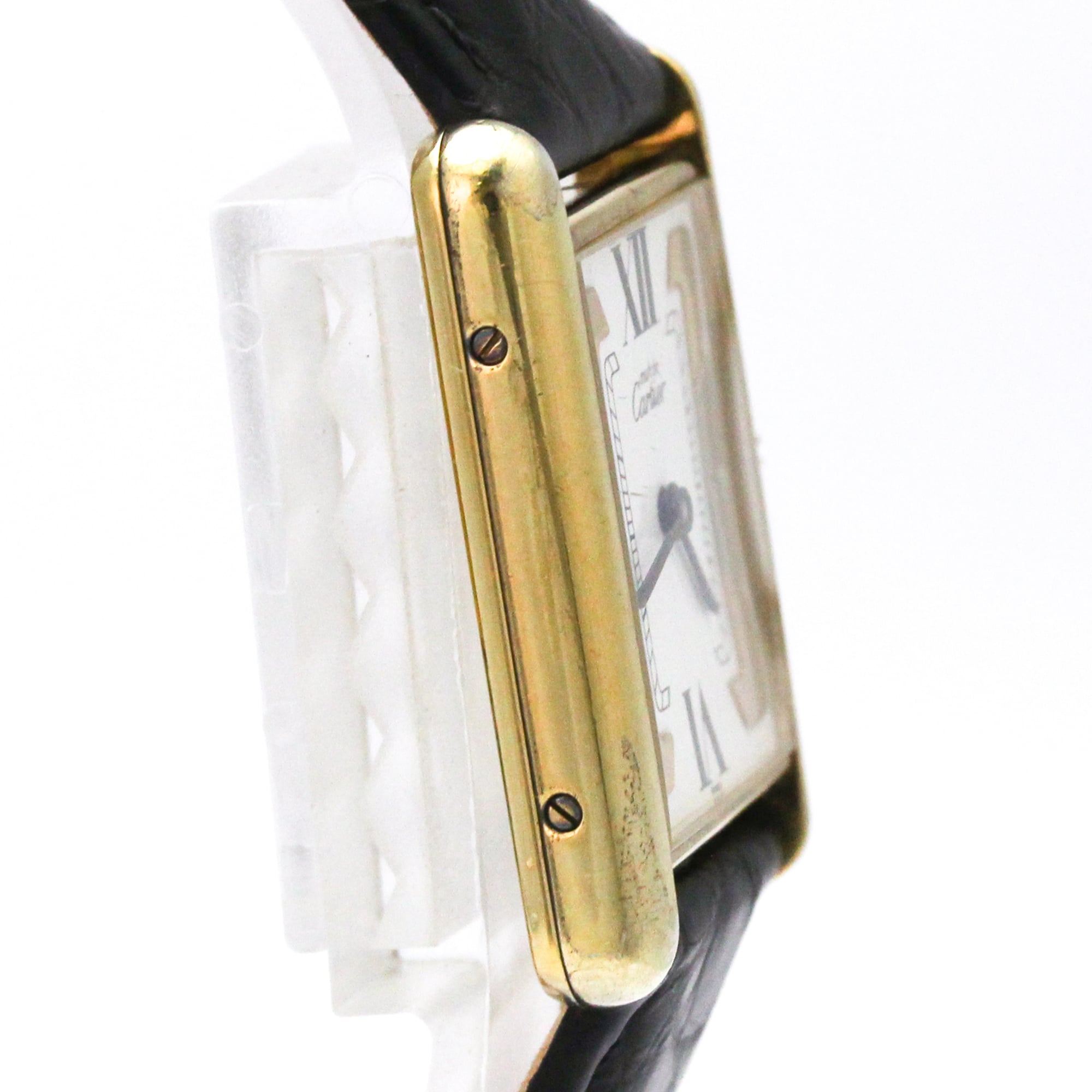 CARTIER Must Tank Vermeil verguld leren quartz herenhorloge 590005