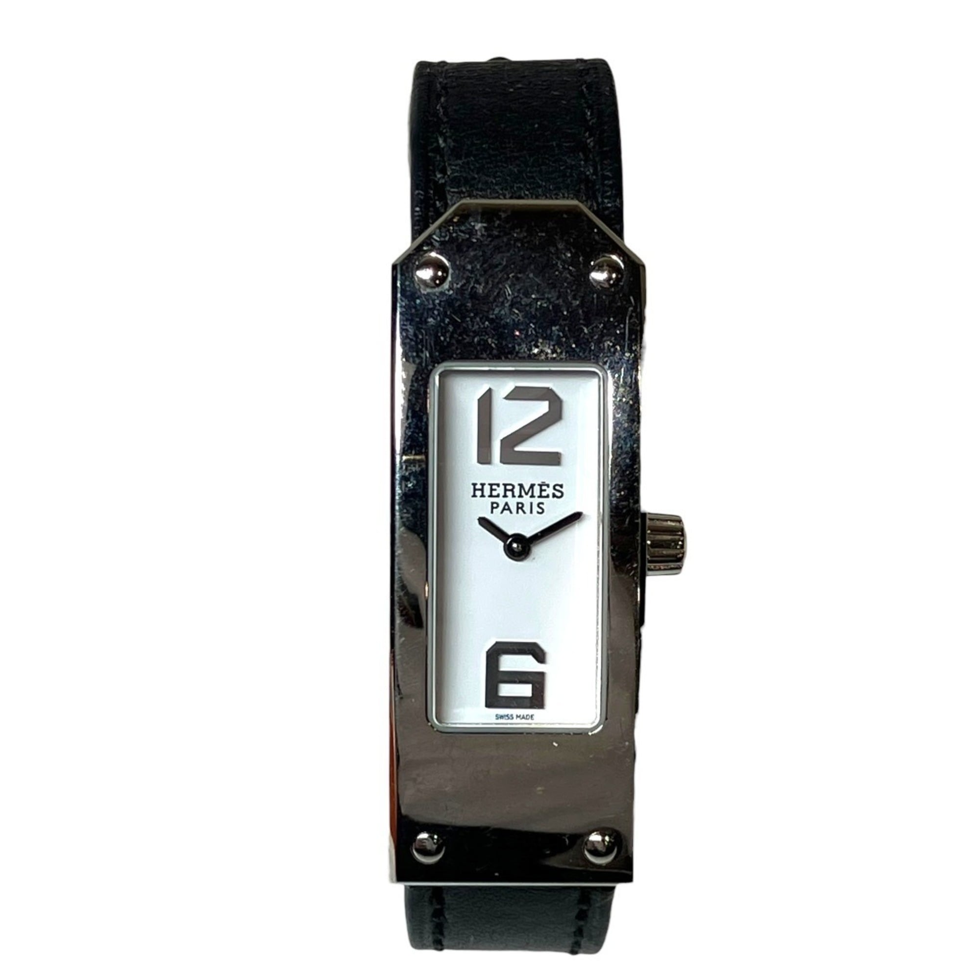 Hermes Kelly II watch, model, total weight 24.2g, stainless steel, genuine leather strap, quartz movement, white dial, KT1.210.