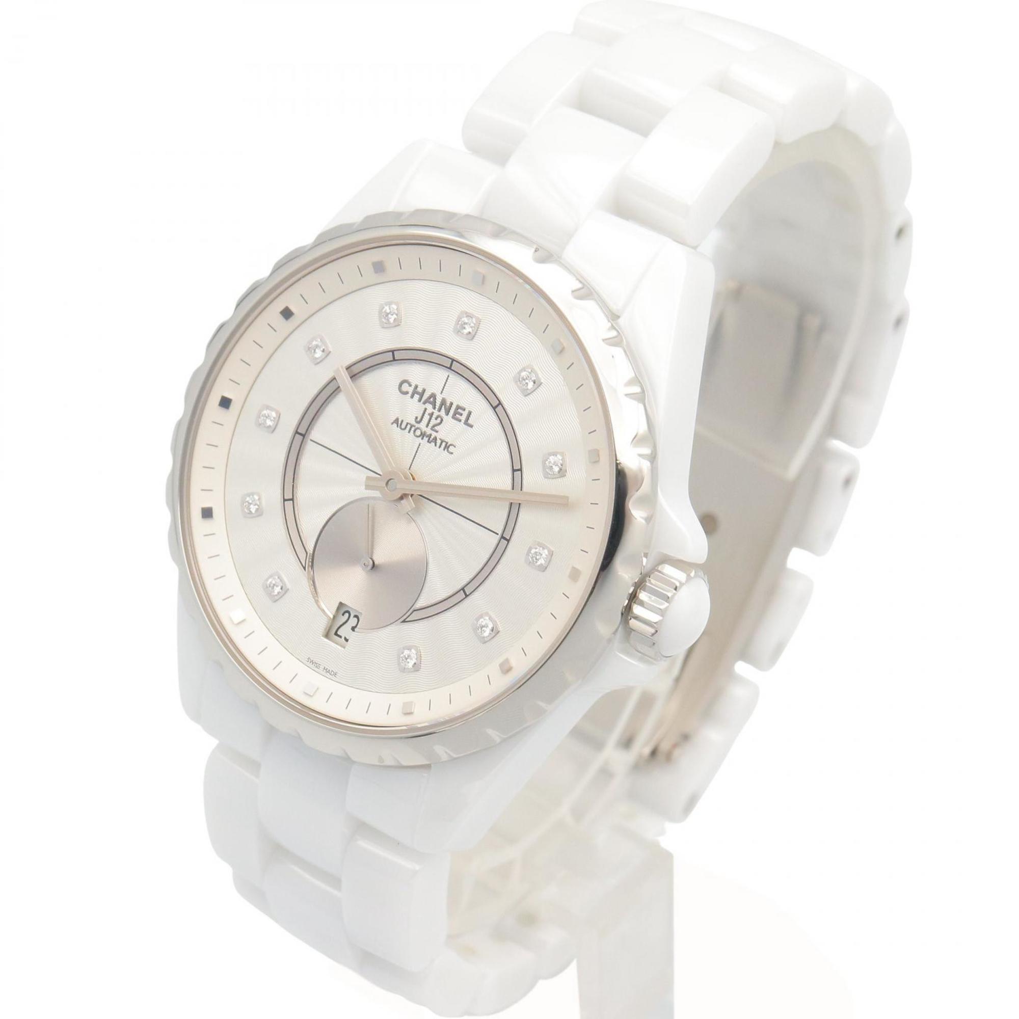Chanel J12-365 Ceramic Diamond Men's Watch, Silver, H4345