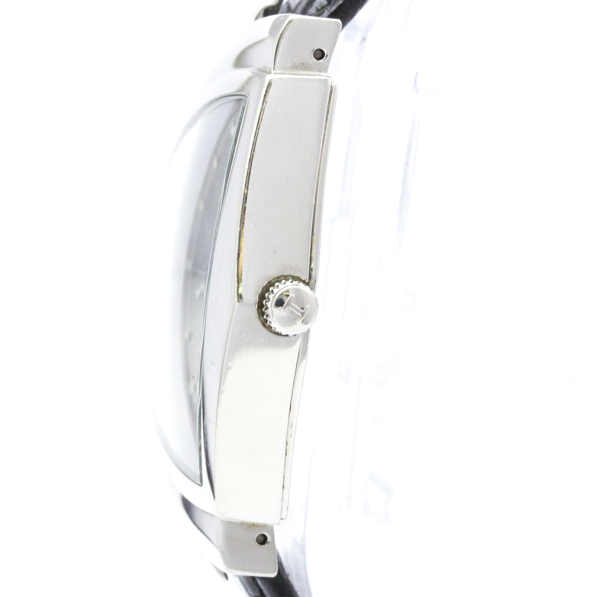 HAMILTON Ventura Stainless Steel Leather Quartz Mens Watch H24411732 Polished