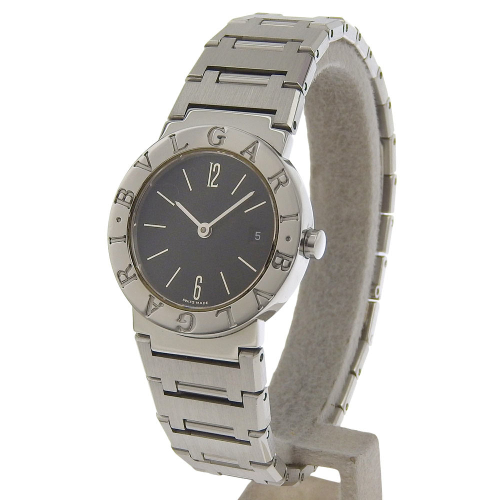 Like new BVLGARI Date BB26SSD Black Dial Stainless Steel 26mm Quartz Women's Two-Hand Watch