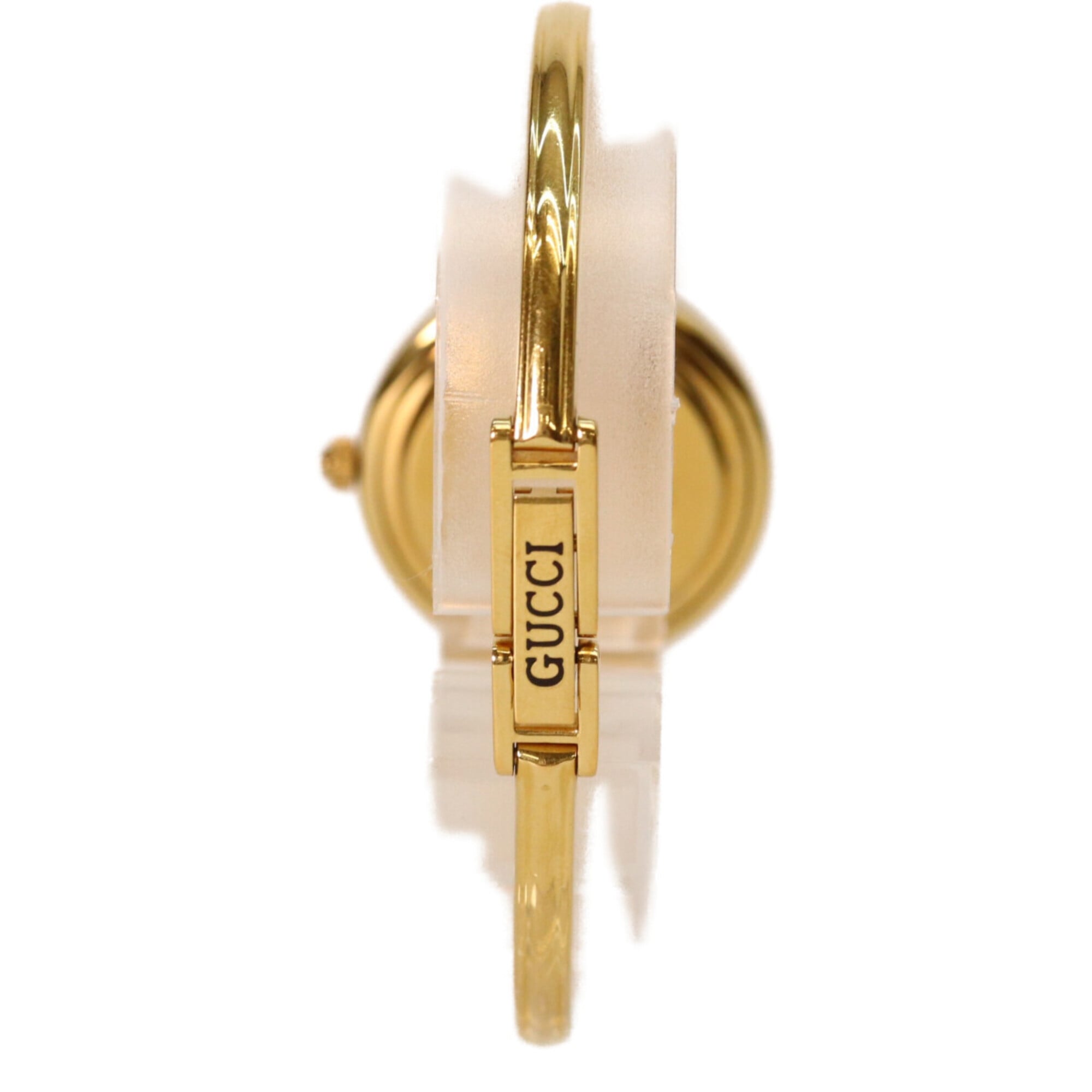 GUCCI 1100L 11 12.2 Horloge met verwisselbare rand, middelgroot, quartz, goud, witte wijzerplaat, dameshorloge