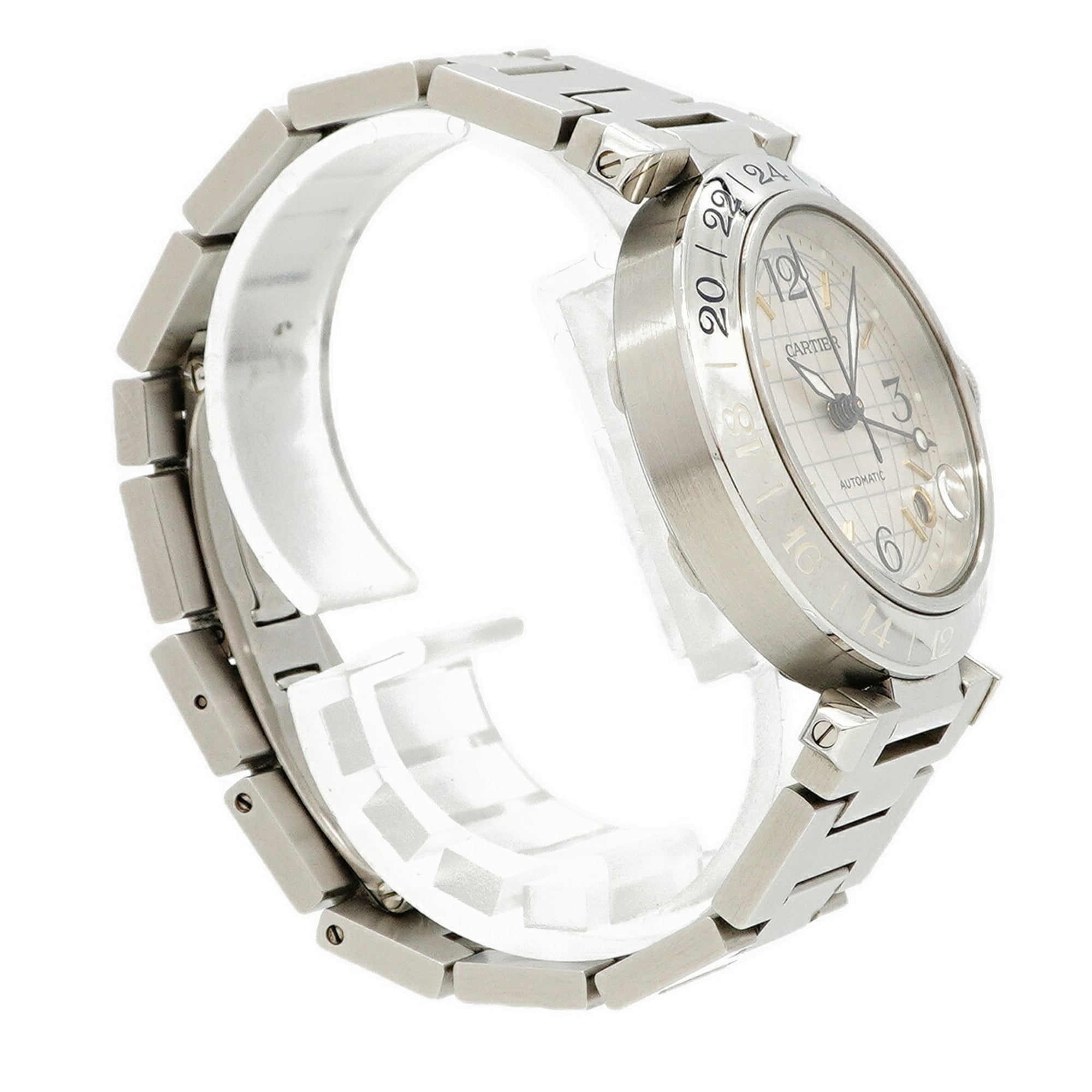 Cartier Pasha C Meridian GMT W31029M7 Silver Dial (Boys' Size)