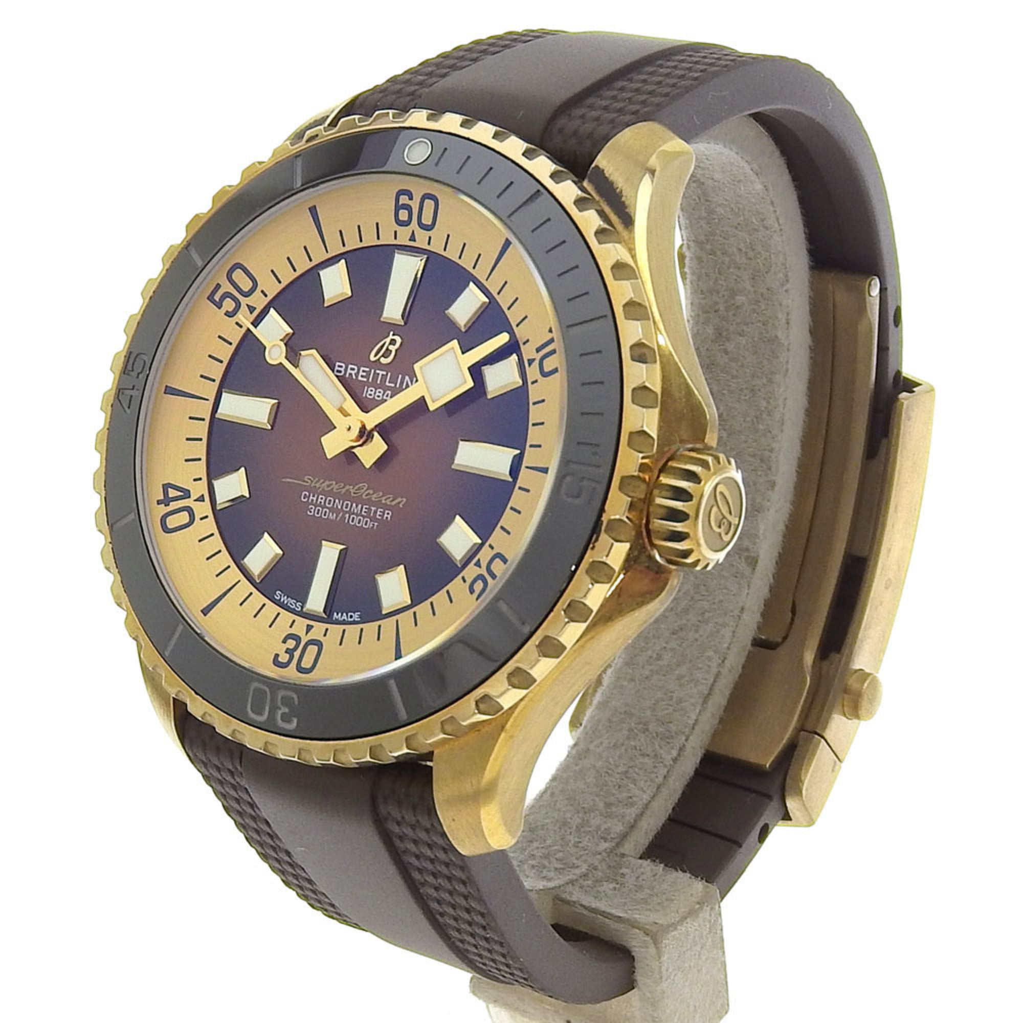 BREITLING Super Ocean Automatic 44 Watch cal.SW200-1 N17376201Q1S1 x Rubber Bronze Brown Dial Men's