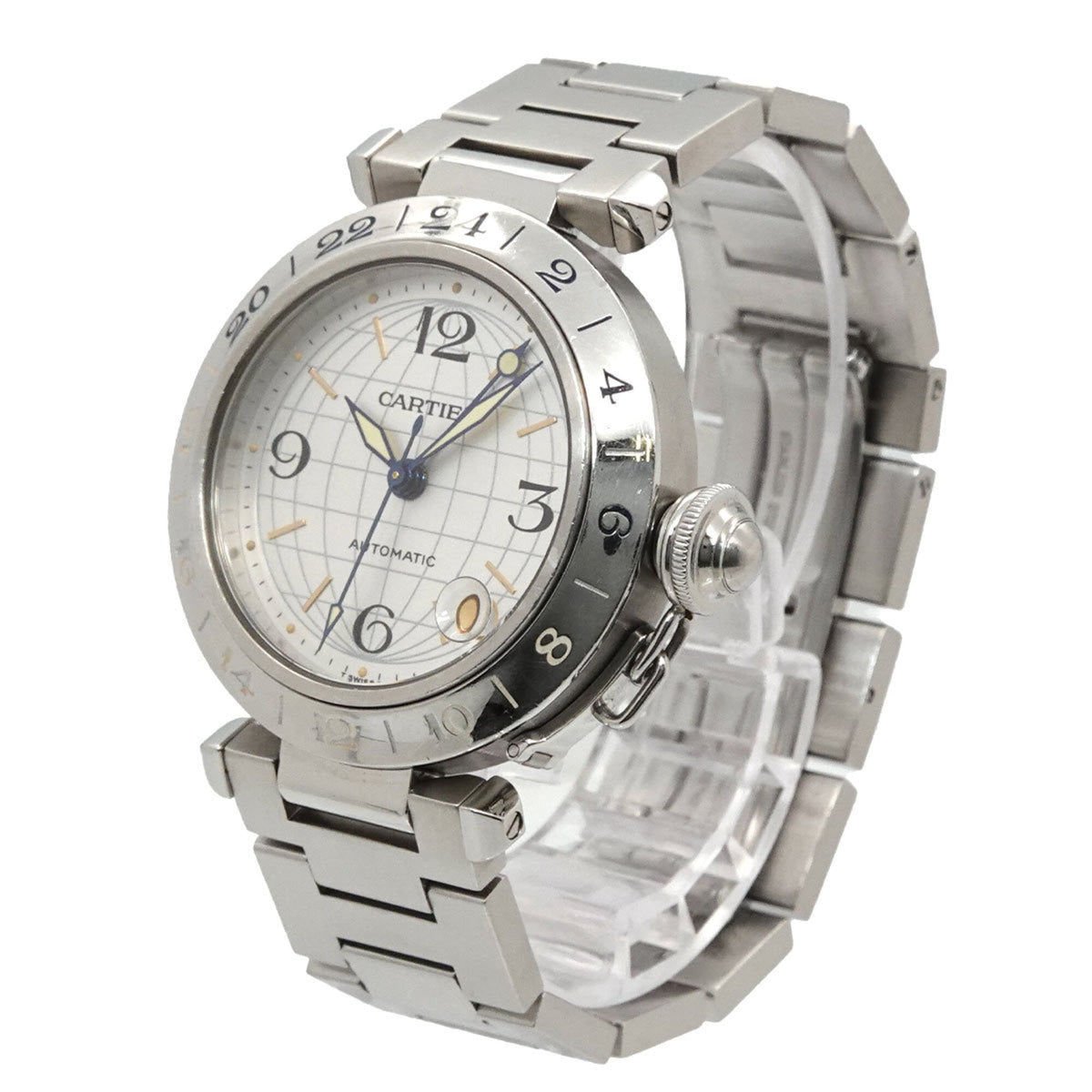 Cartier Pasha C Meridian GMT W31078M7 Silber Zifferblatt 35 mm Uhr