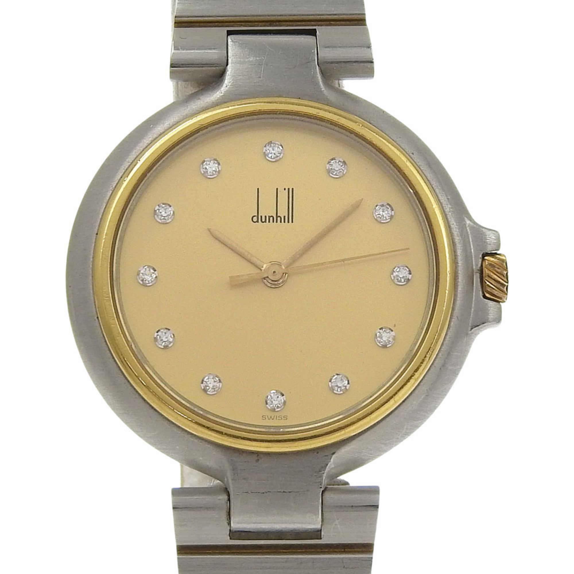 Dunhill 12P Watch, Stainless Steel, Quartz, Analog Display, Ivory Dial, 12P, Unisex