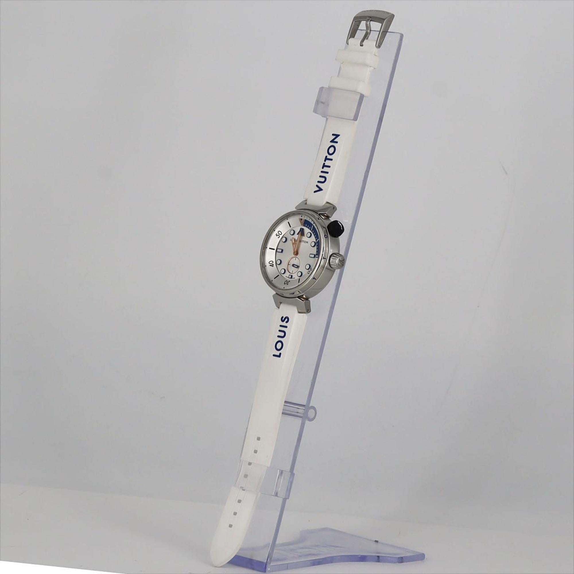 Louis Vuitton Tambour Street Diver Pacific White QA124 Stainless Steel Quartz Watch