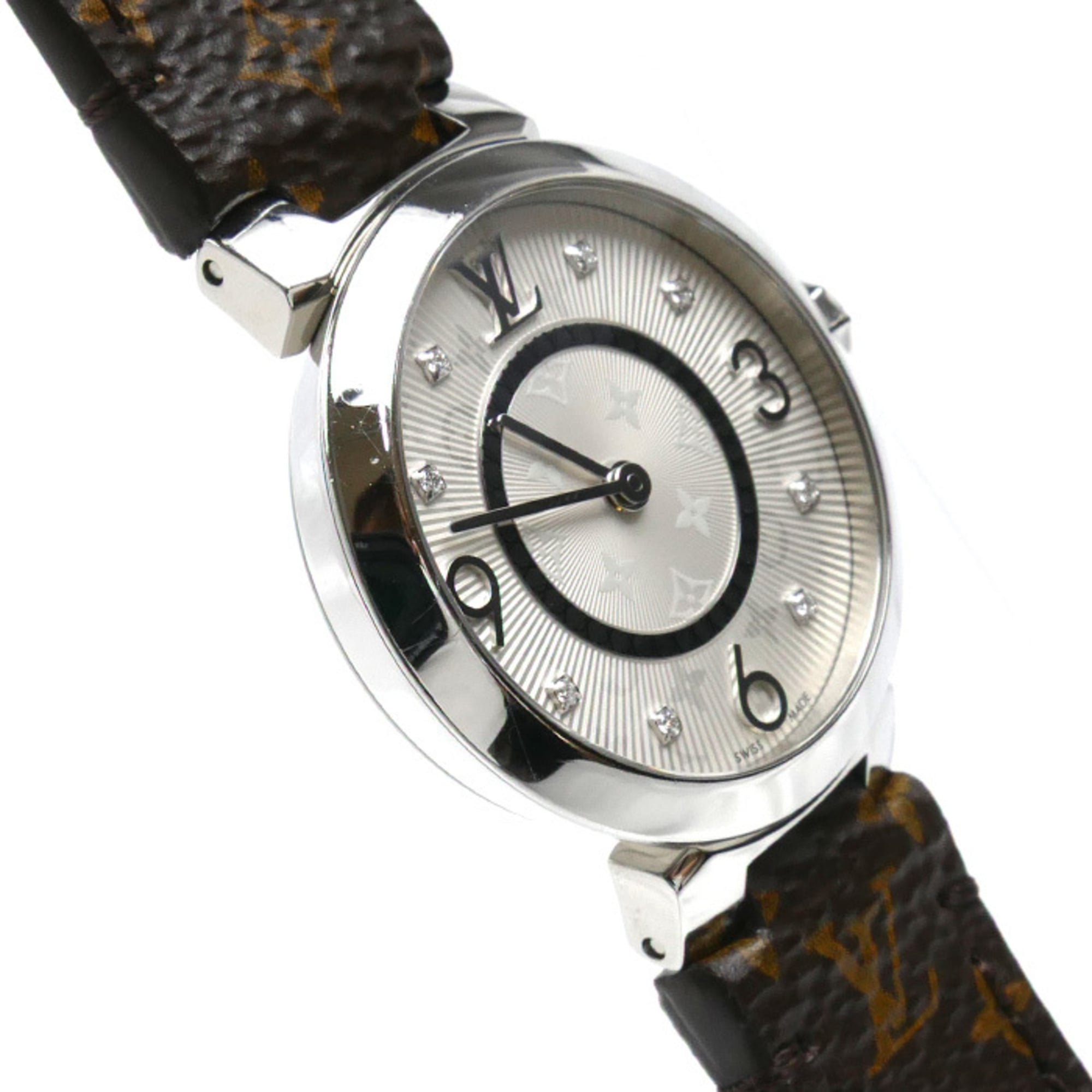 Louis Vuitton Tambour Slim 8PD Battery Operated Q12MG Silver Dial 28mm Watch