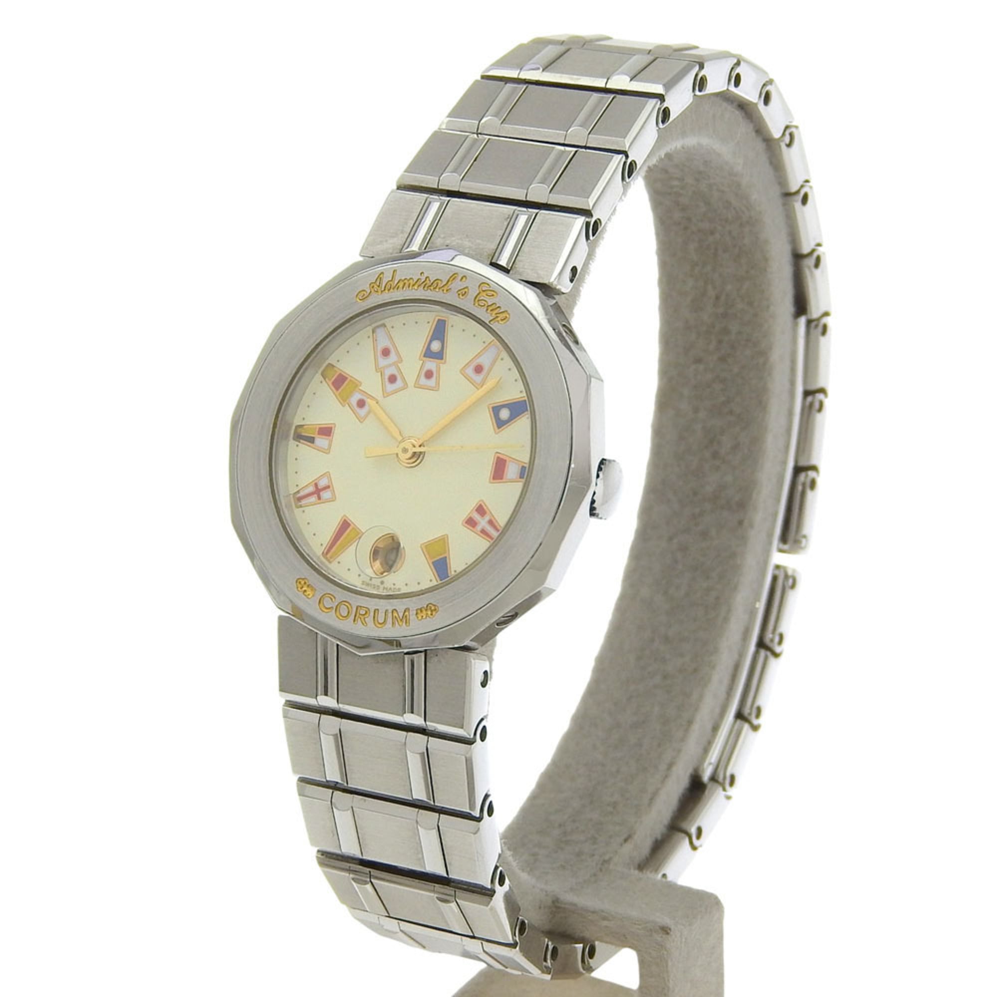 Corum Admiral's Cup Watch 39.610.20 V-50 Stainless Steel Quartz Analog Display White Dial Women's