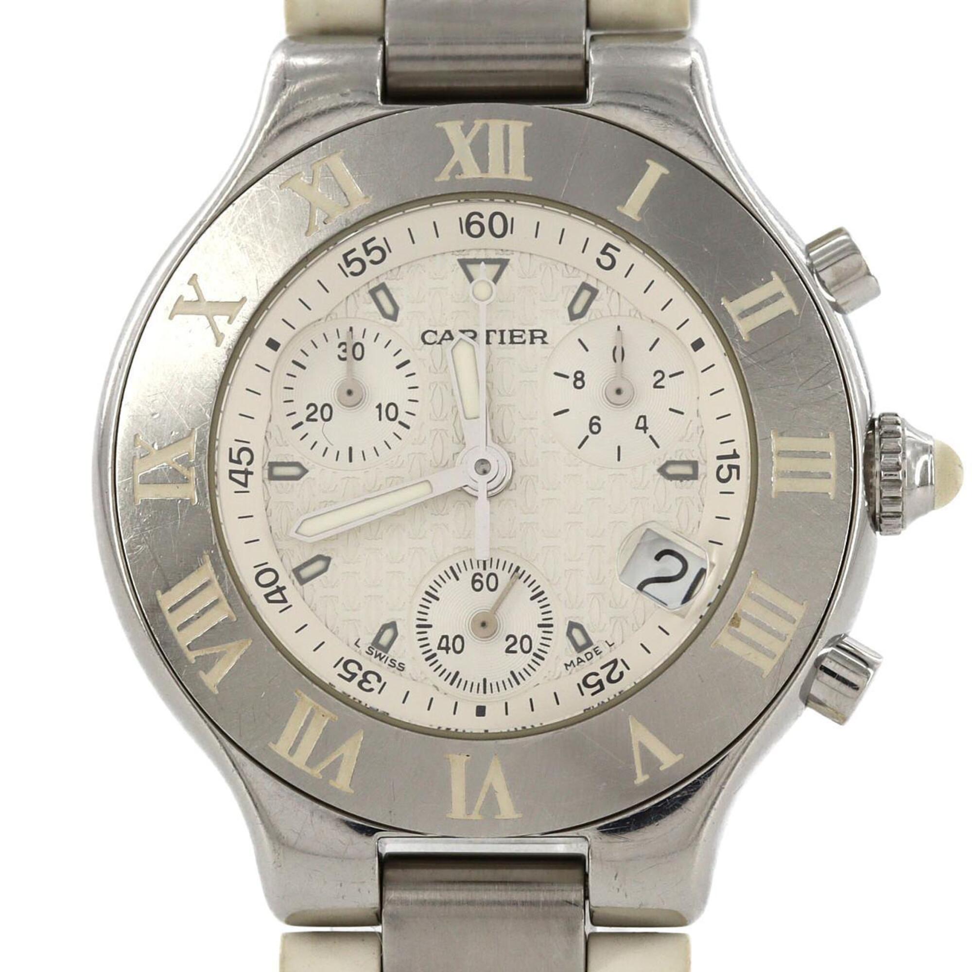 Cartier Chronoscaph LM W10184U2 Silver Dial 38mm Watch