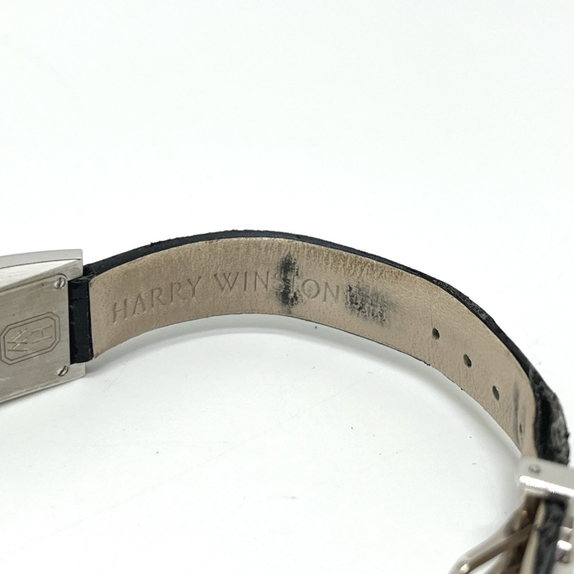HARRY WINSTON Avenue C Mini-Uhr (AVCQHM16WW024) mit echten Diamanten, Muschelgehäuse und QuarzUhrwerk, 18KWG, Damenuhr, Silber