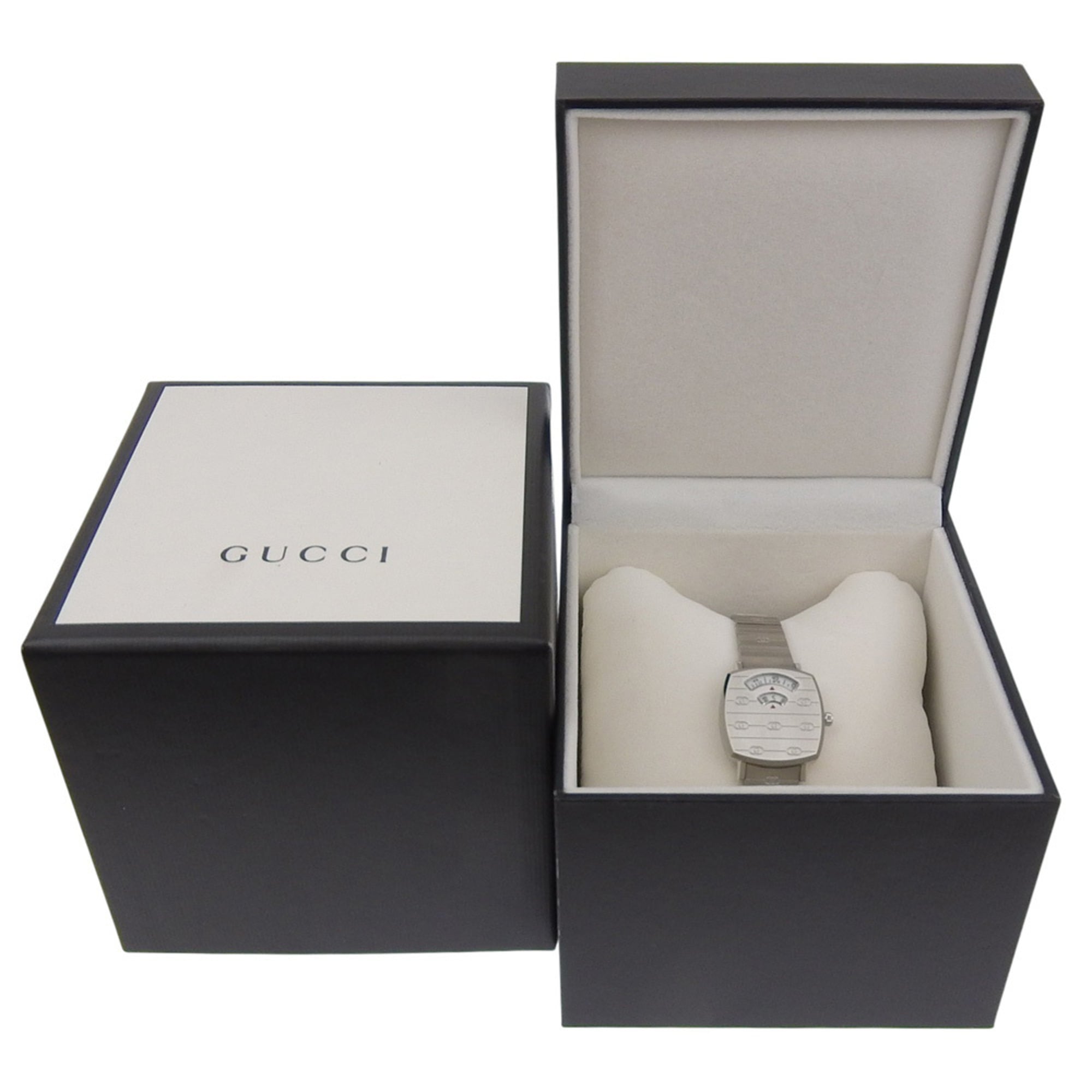 Gucci Grip-horloge 157.5/YA157501, roestvrij staal, quartz, analoog display, witte wijzerplaat, dameshorloge