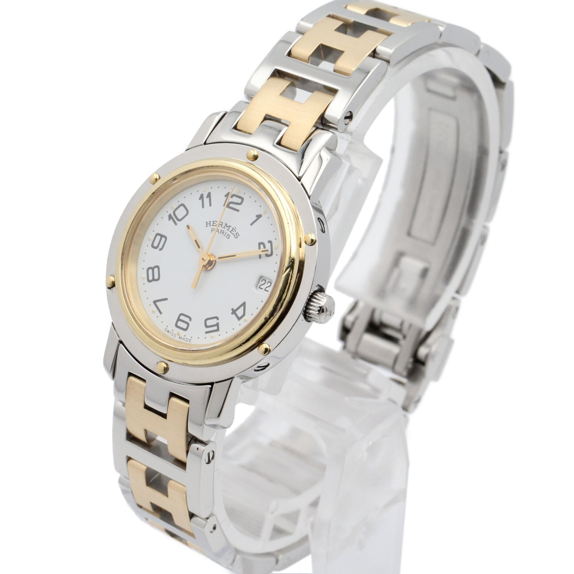Hermes Clipper Gold Plated Stainless Steel Wo White CL4.220