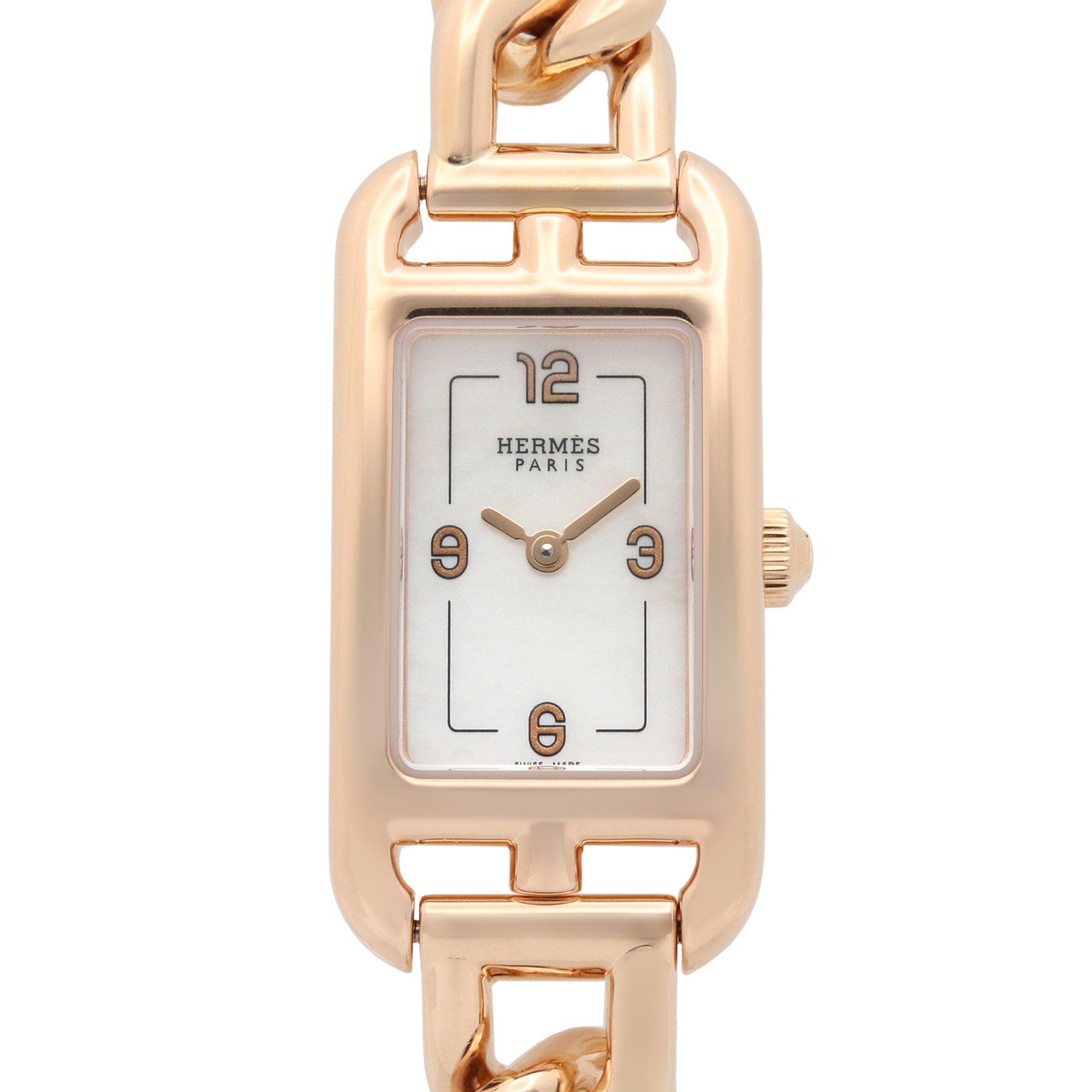 Hermes Nantucket PM 29mm 18K Pink Gold (PG) Wo White/White Shell NA2.170