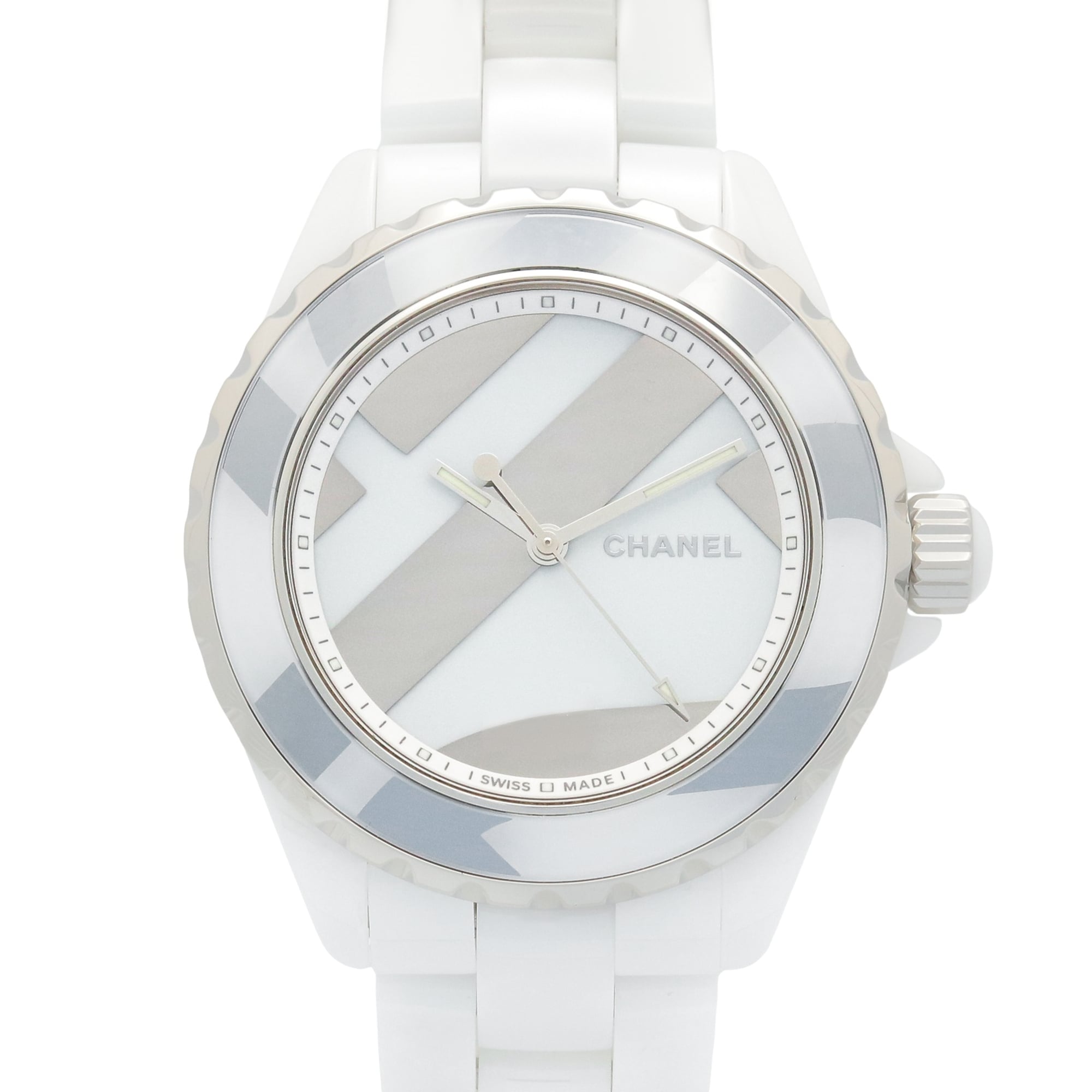 Chanel J12 Untitled Ceramic Men's Watch, White (H5582)