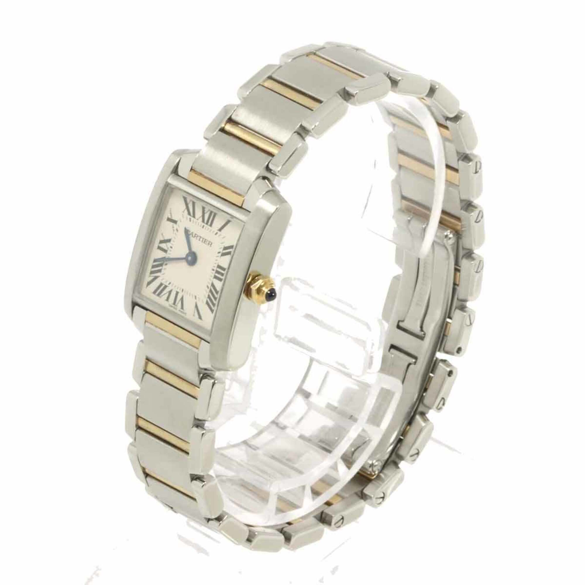 Cartier Tank Francaise SM Two-Tone W51007Q4 Wo Ivory 18K Yellow Gold Quartz