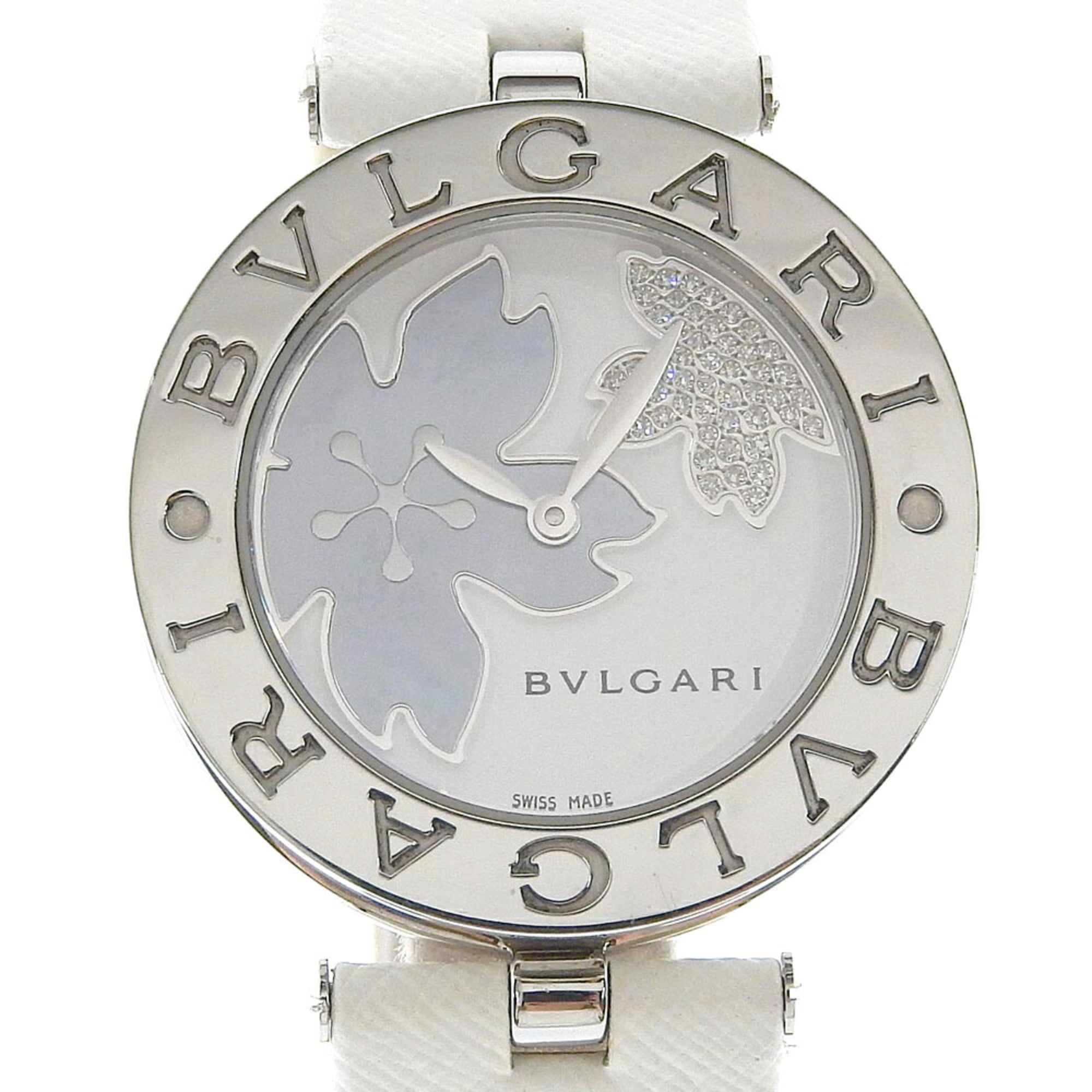 BVLGARI B-zero1 Watch BZ30FDSL Stainless Steel x Leather Flower Quartz