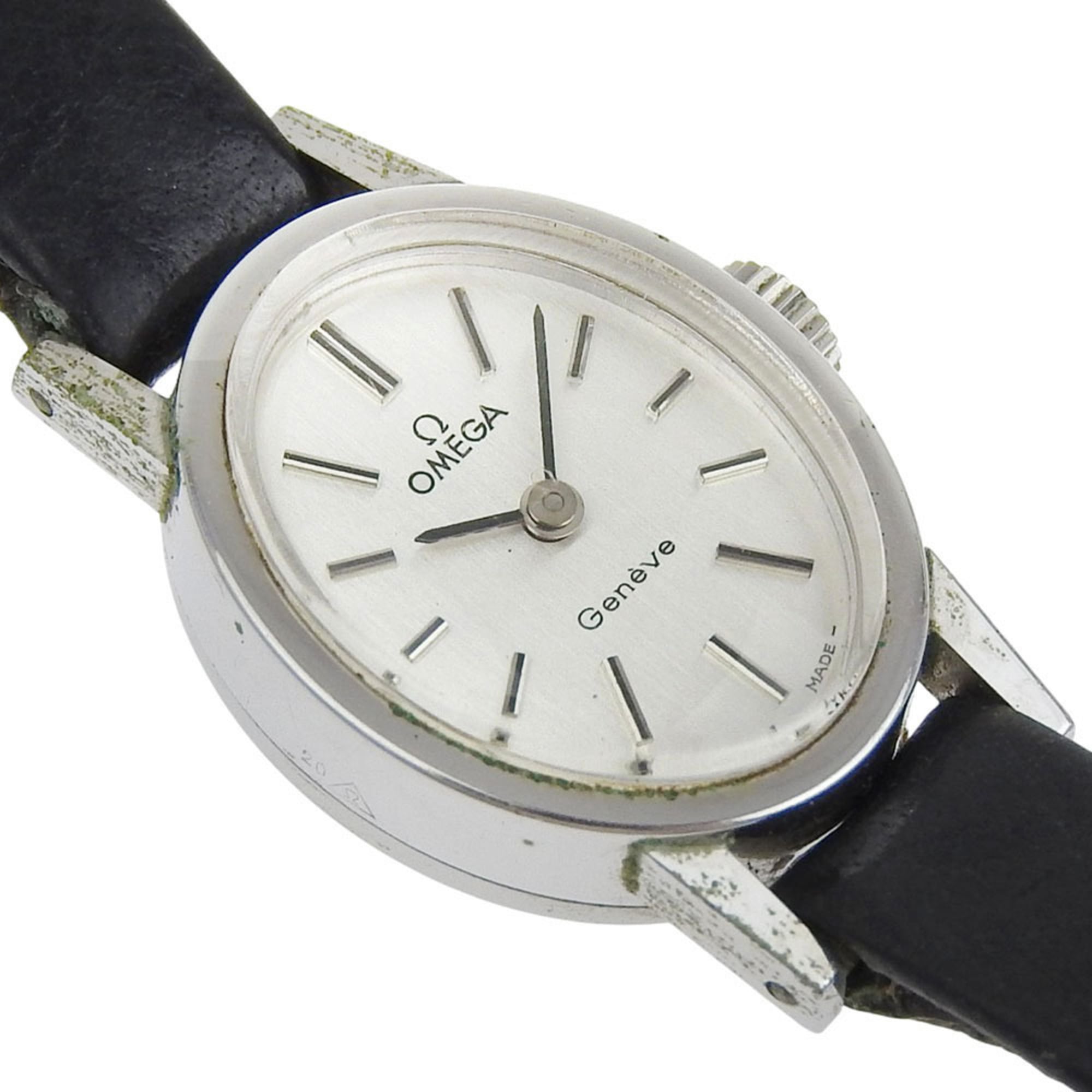 Montre pour femme OMEGA Genève, calibre 485, acier inoxydable, Remontage Manuel, affichage analogique, cadran argenté