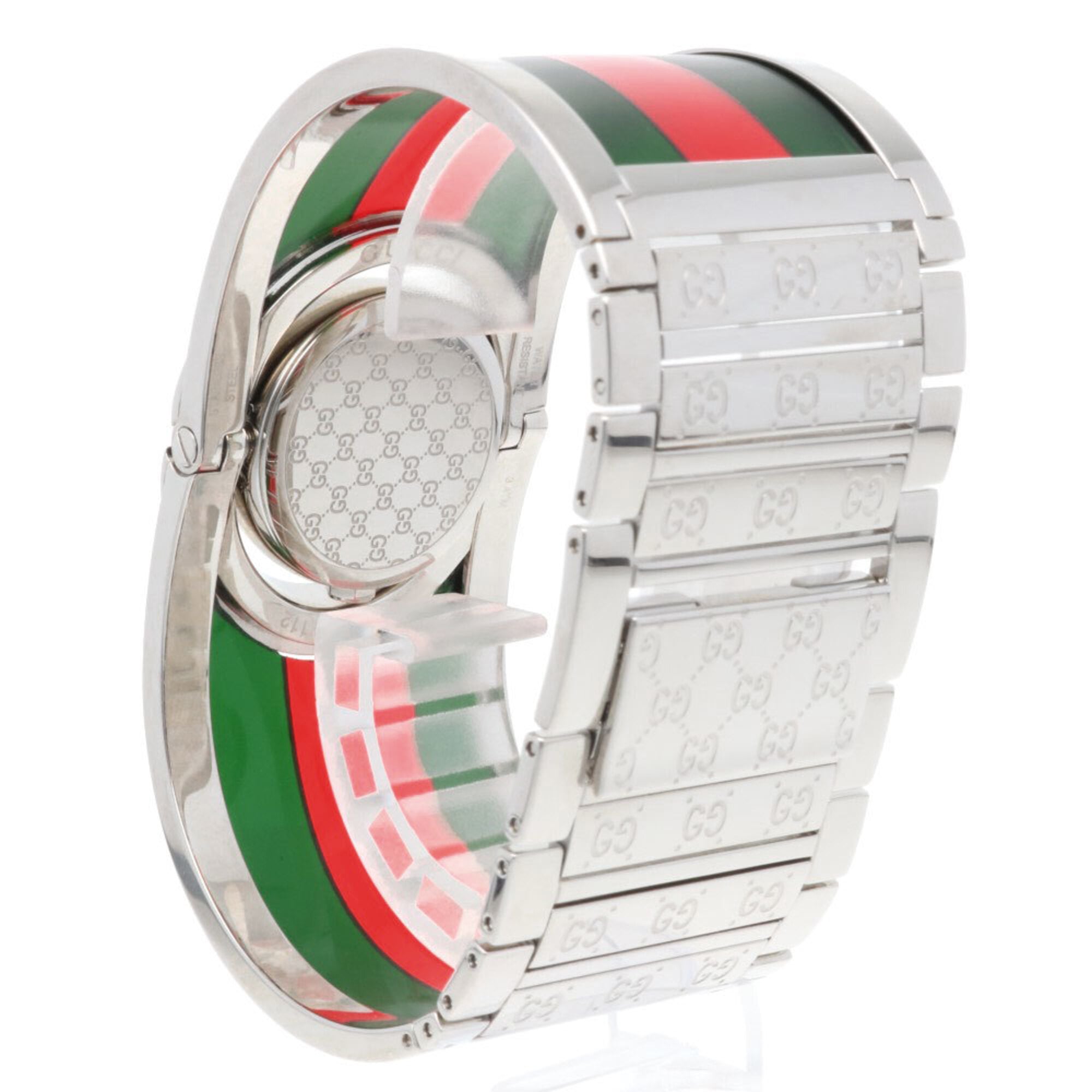Gucci Toile Watch, Stainless Steel 112 Quartz, Polished, Women's, GUCCI Wide Bangle