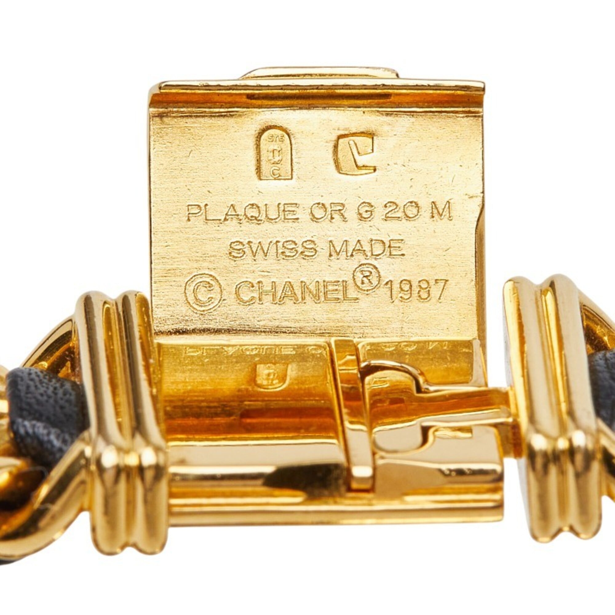 Chanel Première L H0001 Quartz Black Dial Plated Leather Onyx Wo CHANEL