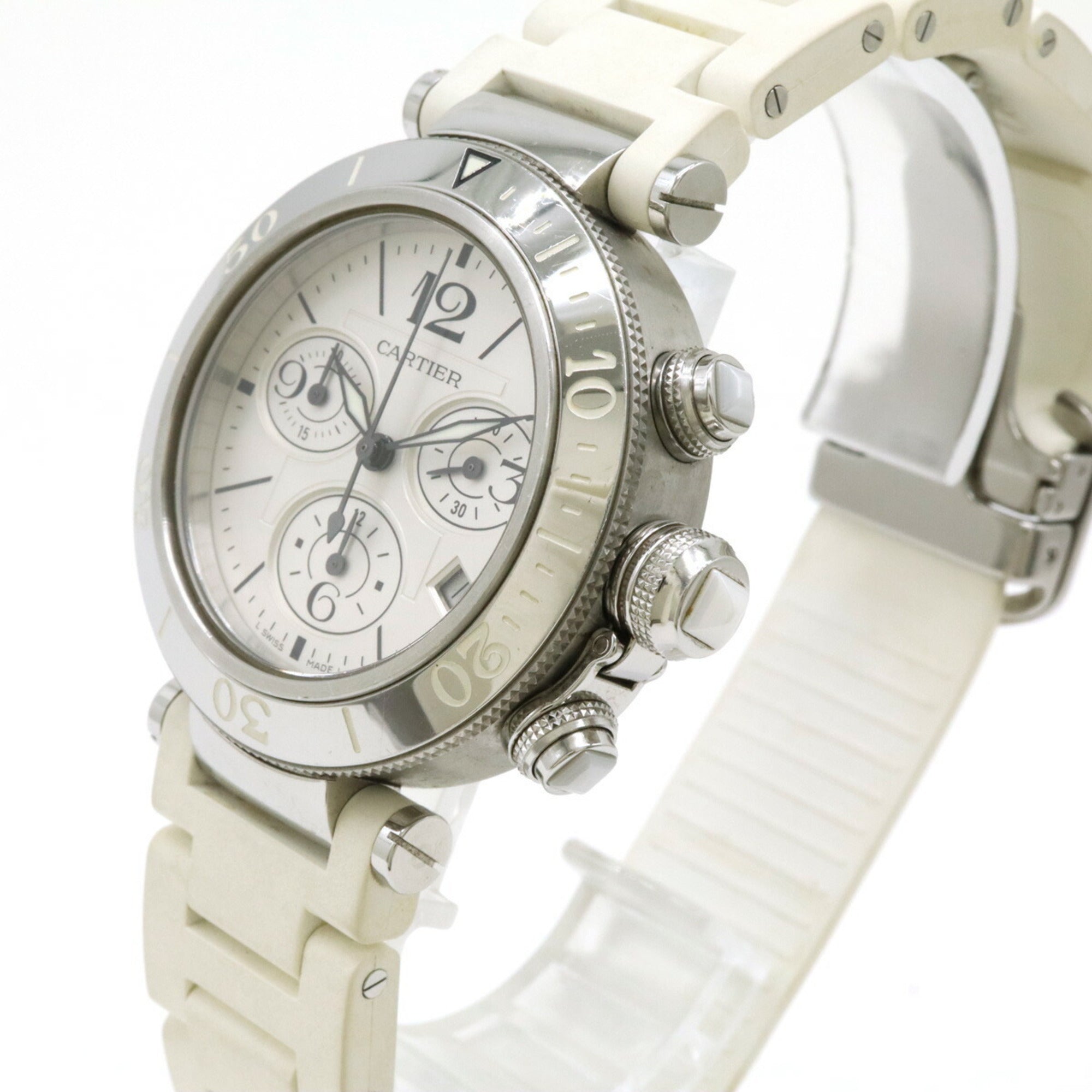 Cartier Pasha met zilveren wijzerplaat, AT, automatisch, heren-, dames- en unisexhorloge W3140005