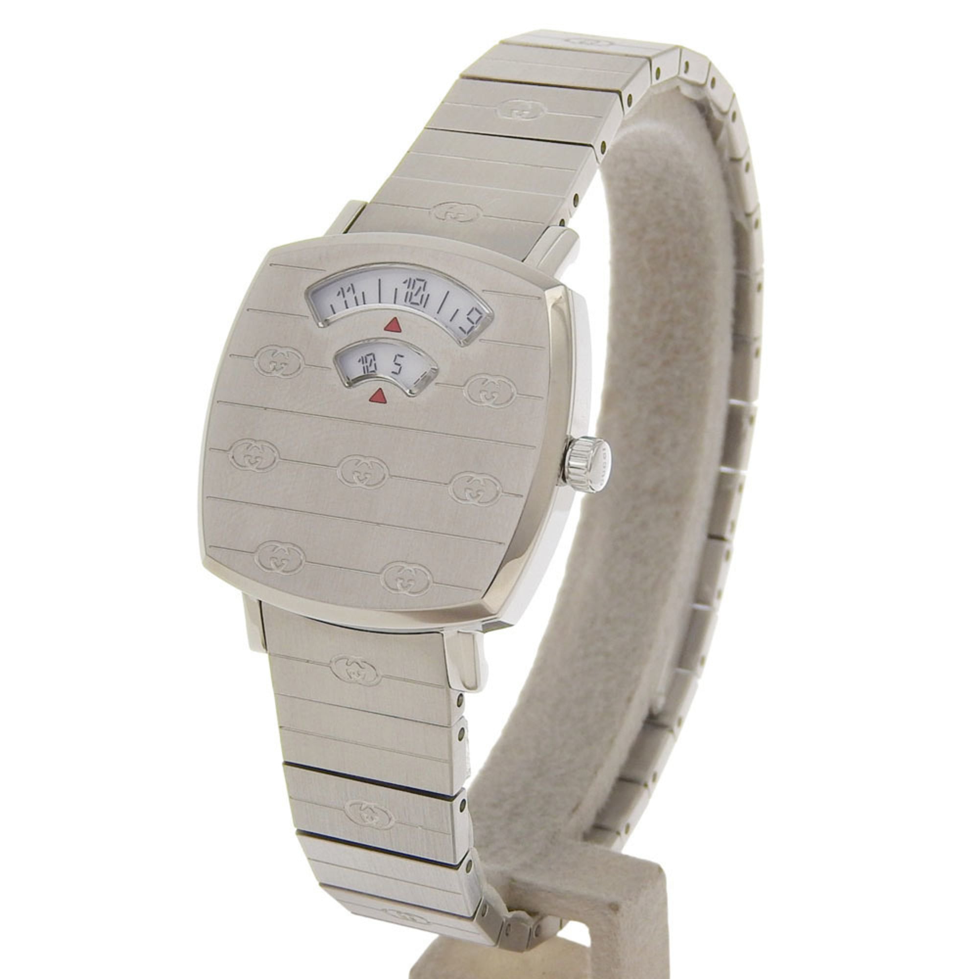 Gucci Grip Watch 157.5/YA157501 Stainless Steel Quartz Analog Display White Dial Women's