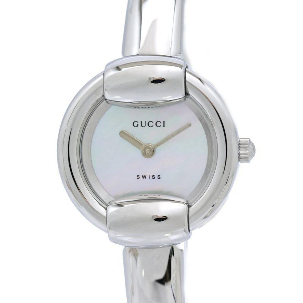 Gucci Armreif YA014510 1400L Weiß Zifferblatt aus Muschel 27 mm Uhr