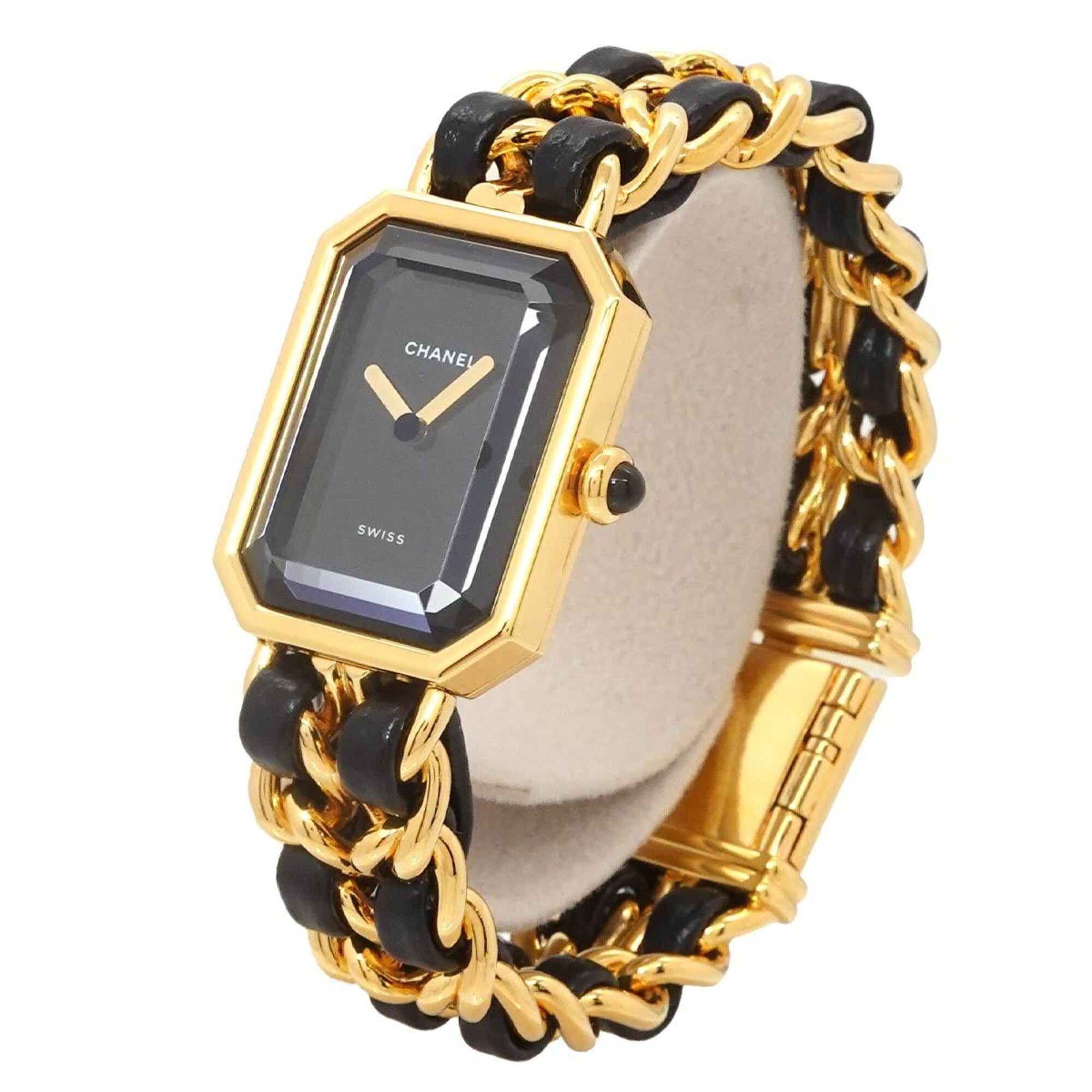 Chanel Premiere S-size H0001 Women's Watch Black Gold Quartz