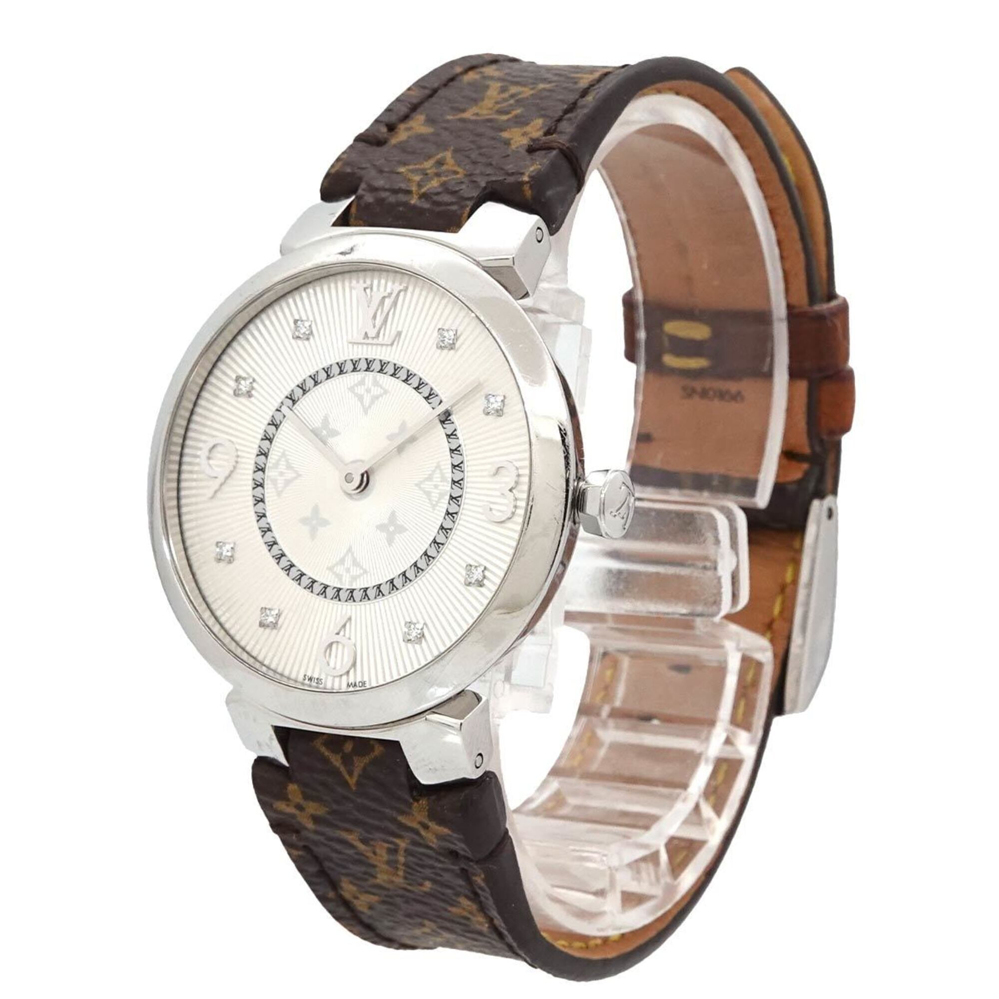 Louis Vuitton Tambour Monogram Q13MJ Silver Dial 33mm Watch