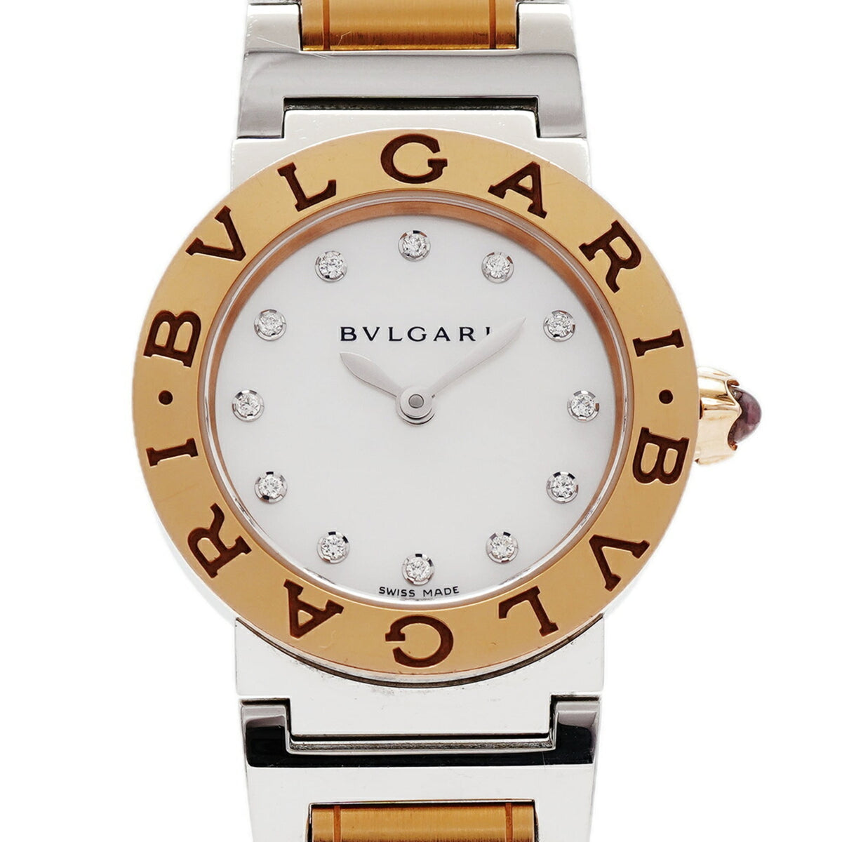 Bvlgari 12P Diamond BBLP26SG horloge met witte wijzerplaat, 26 mm